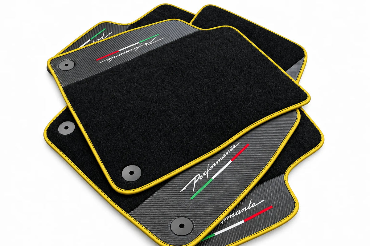 Floor Mats For Lamborghini Urus Performante With Carbon Leather Yellow trim