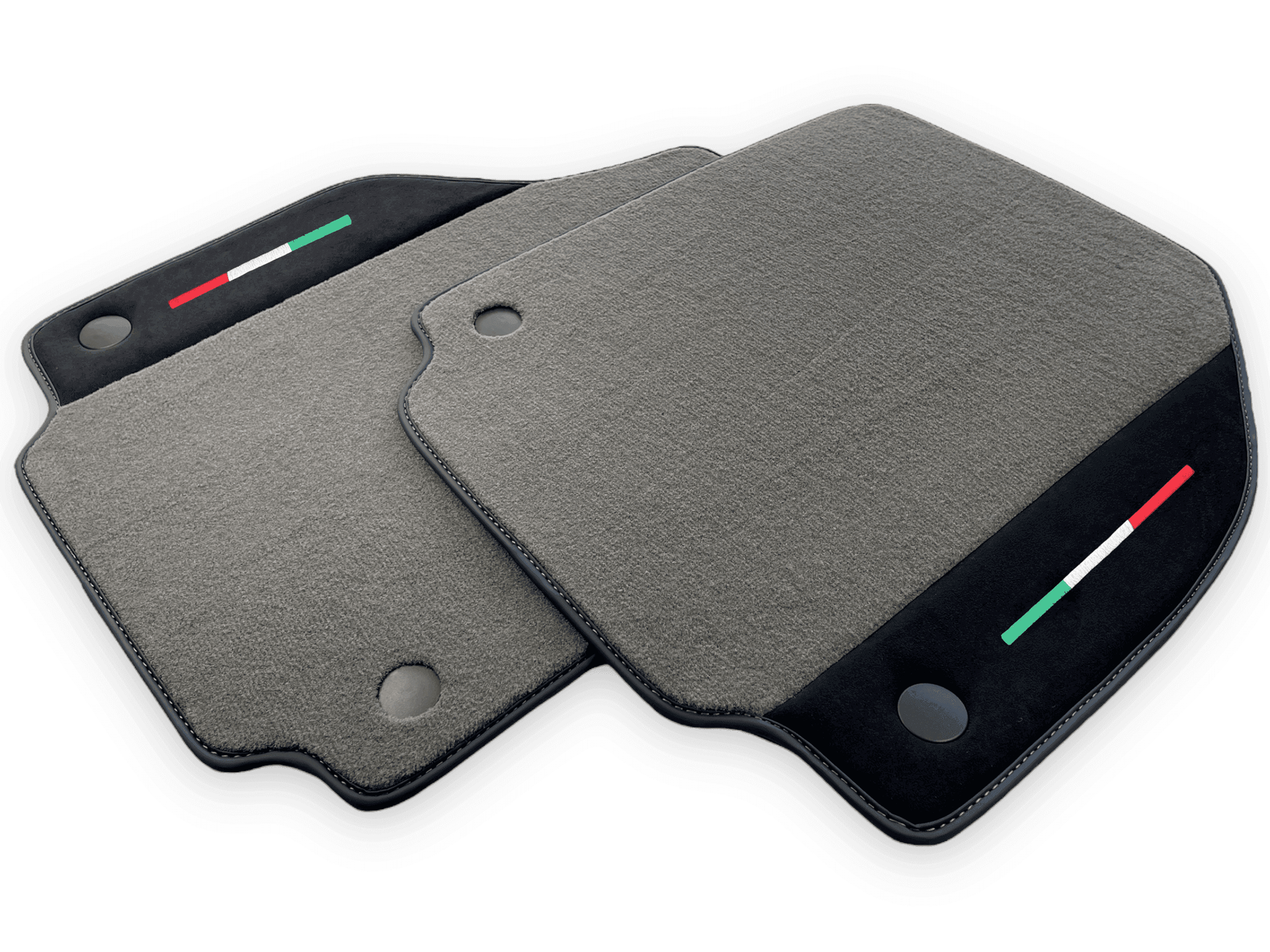 Gray Floor Mats For Ferrari 488 Spider (2016-2022) Carpets With Alcantara Leather | Italian Flag - AutoWin