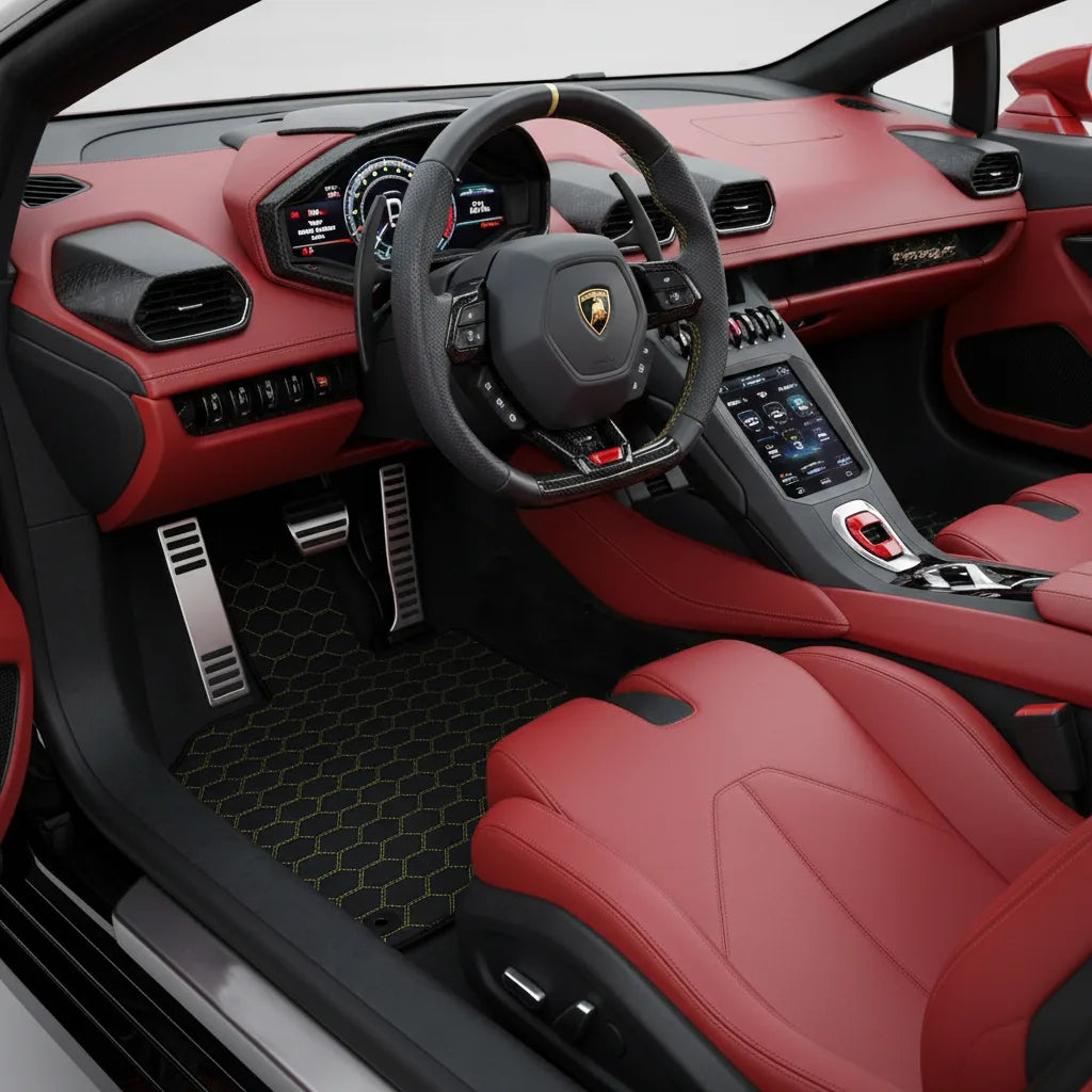 Interior look of floor mats for Lamborghini Huracan Perfomante (2017-2019)