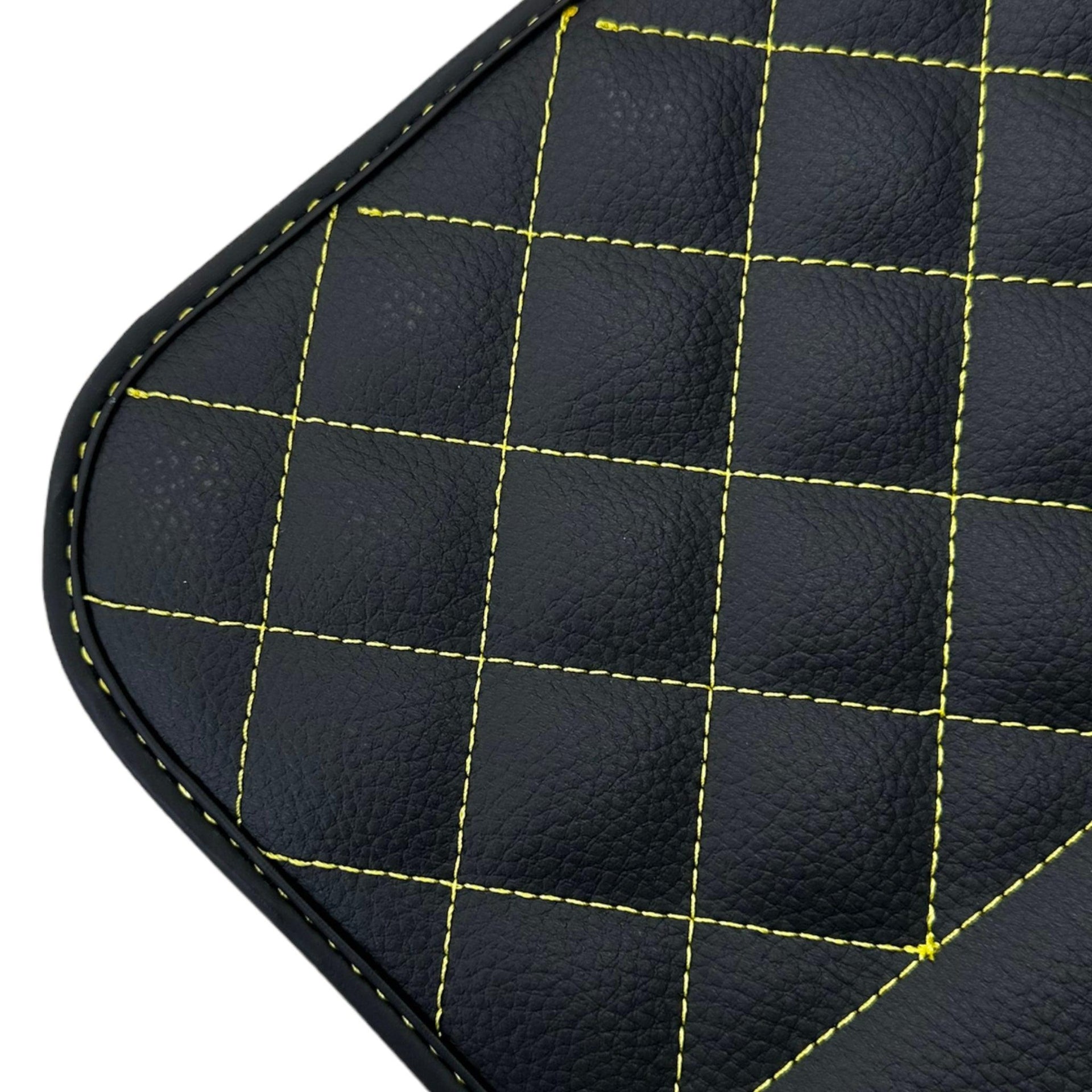 Leather Black Floor Mats for Lamborghini Gallardo Yellow Sewing | ER56 Design - AutoWin