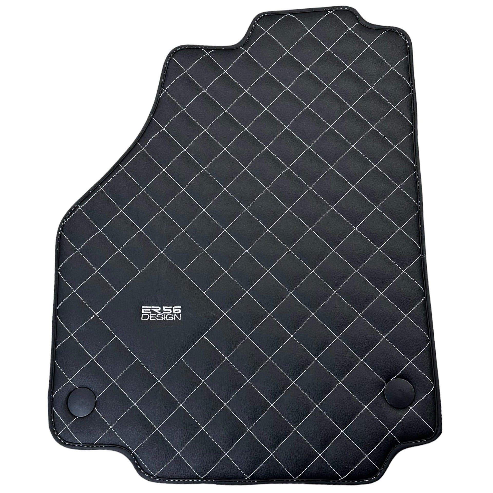 Leather Floor Mats for Ferrari 458 GT2 with White Sewing ER56 Design - AutoWin