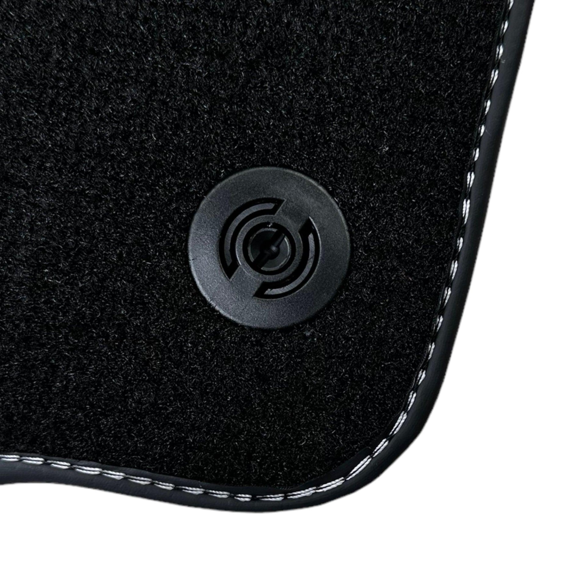 Leather Floor Mats for Ferrari 458 GT2 with White Sewing ER56 Design - AutoWin