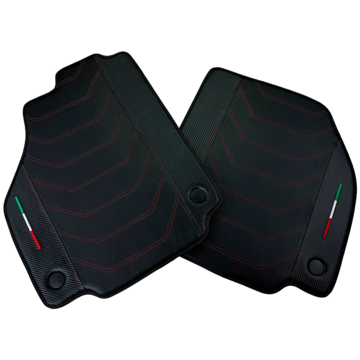 Leather Floor Mats For Ferrari 488 GTB (2016-2022) With Carbon Fiber | Italian Edition