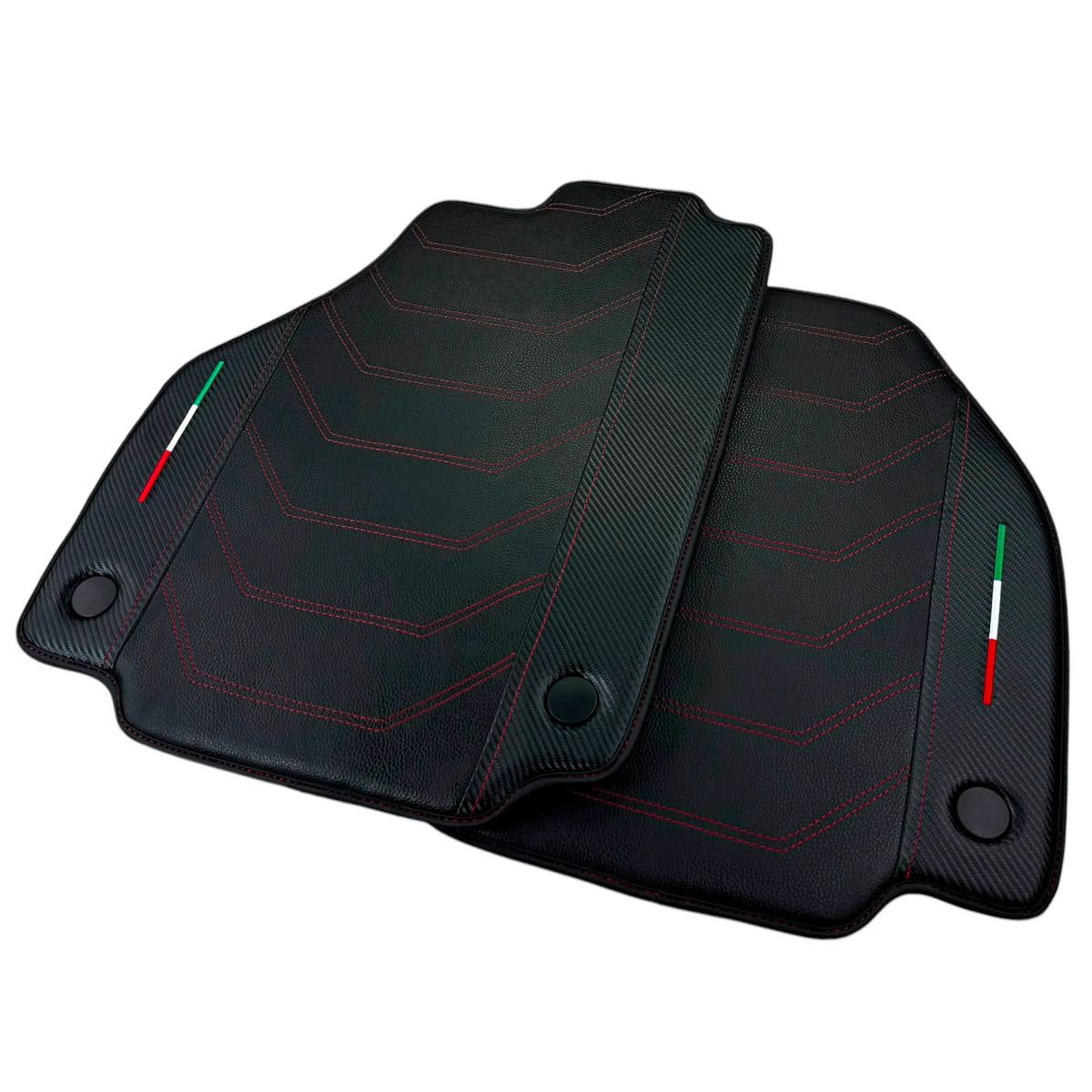 Leather Floor Mats For Ferrari 488 GTB (2016-2022) With Carbon Fiber | Italian Edition