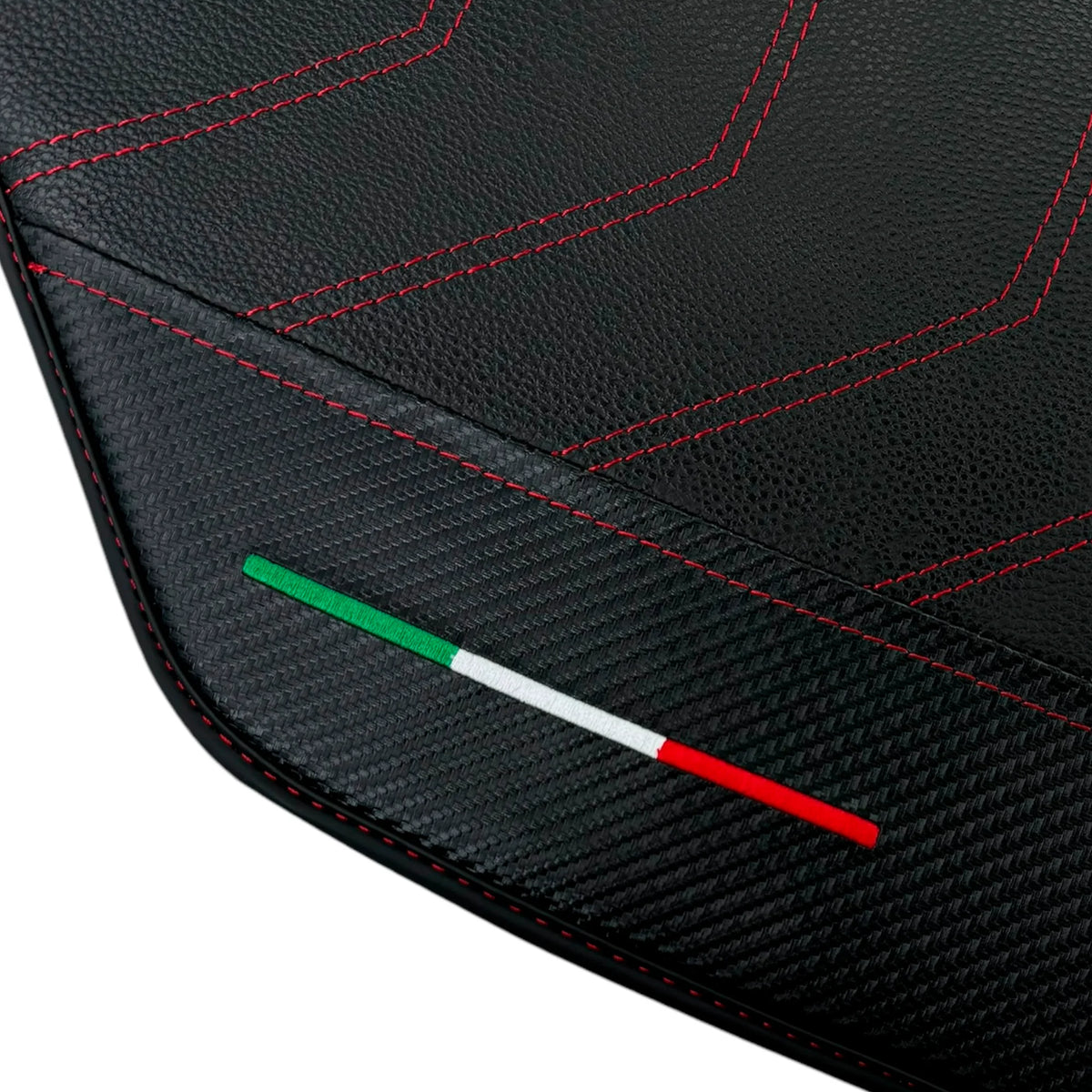 Leather Floor Mats For Ferrari 488 GTB (2016-2022) With Carbon Fiber | Italian Edition