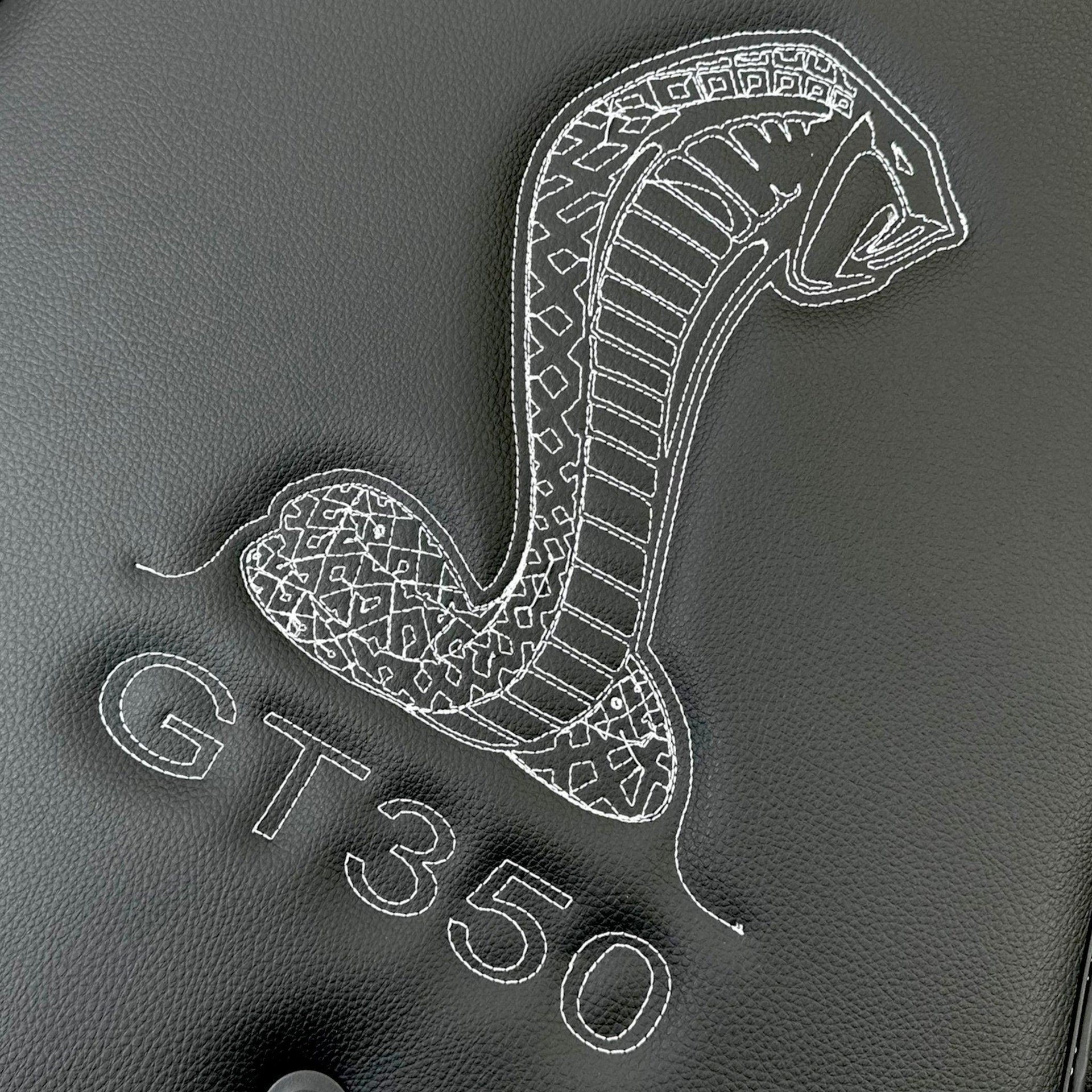 Leather Floor Mats for Ford Mustang GT350 Shelby (2015-2021) with Cobra Sewing - AutoWin