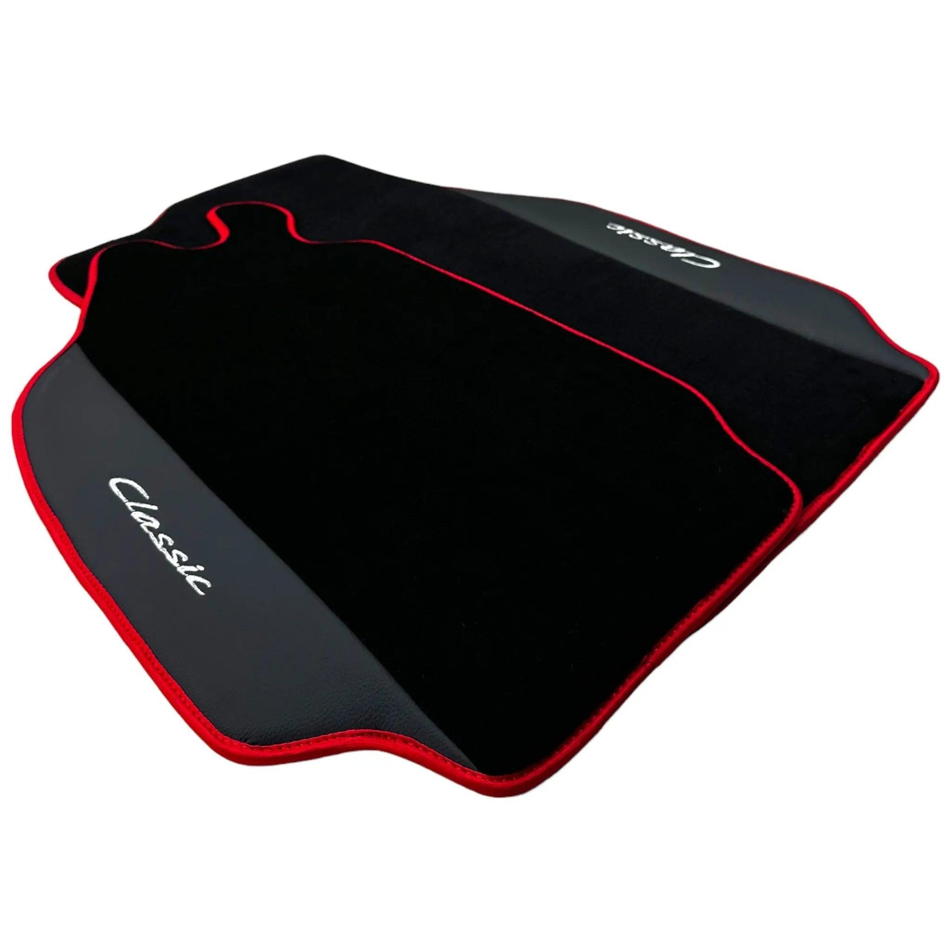 Leather Floor Mats for Porsche Classic 911 (1963-1989) with Red Trim - AutoWin