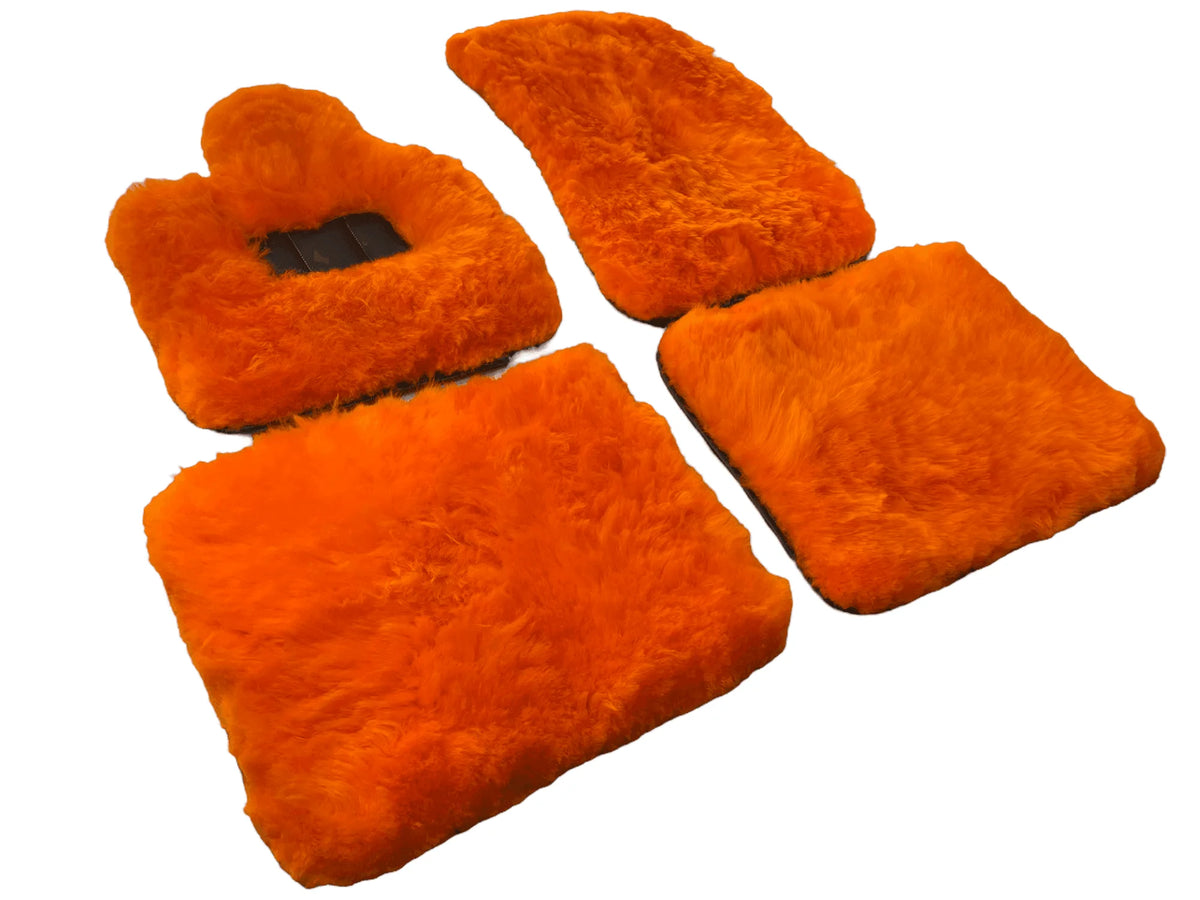 Orange Sheepskin Floor Mats For Rolls Royce Ghost Series II (2021-2024) ER56 Design Brand - AutoWin