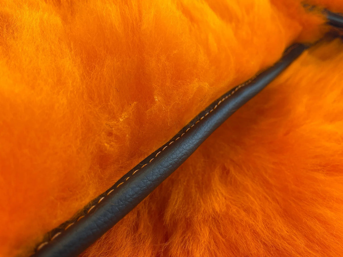 Orange Sheepskin Floor Mats For Rolls Royce Phantom VIII (2017-2024) ER56 Design Brand - AutoWin