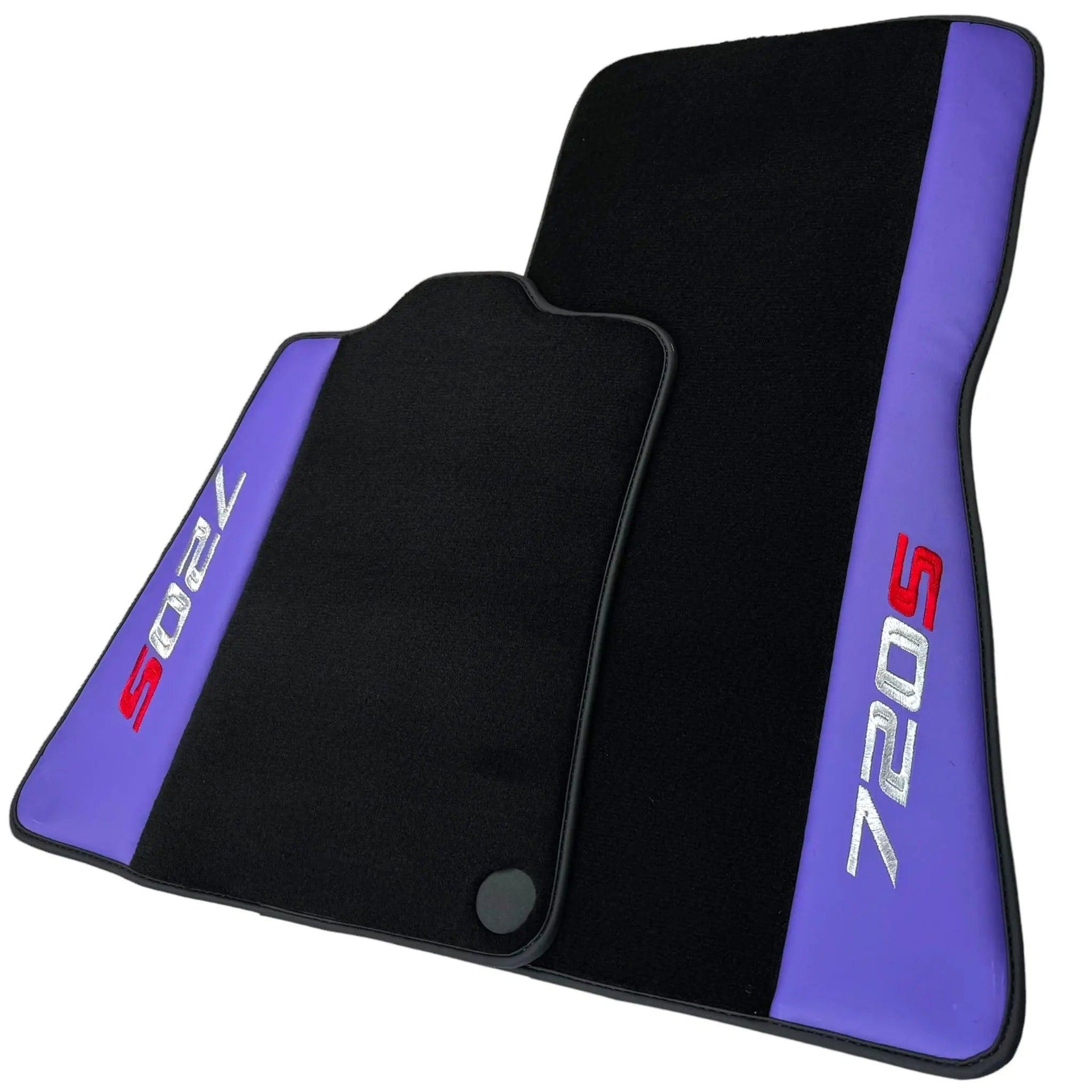 Purple Leather Black Floor Mats for McLaren 720S | Black Trim - AutoWin