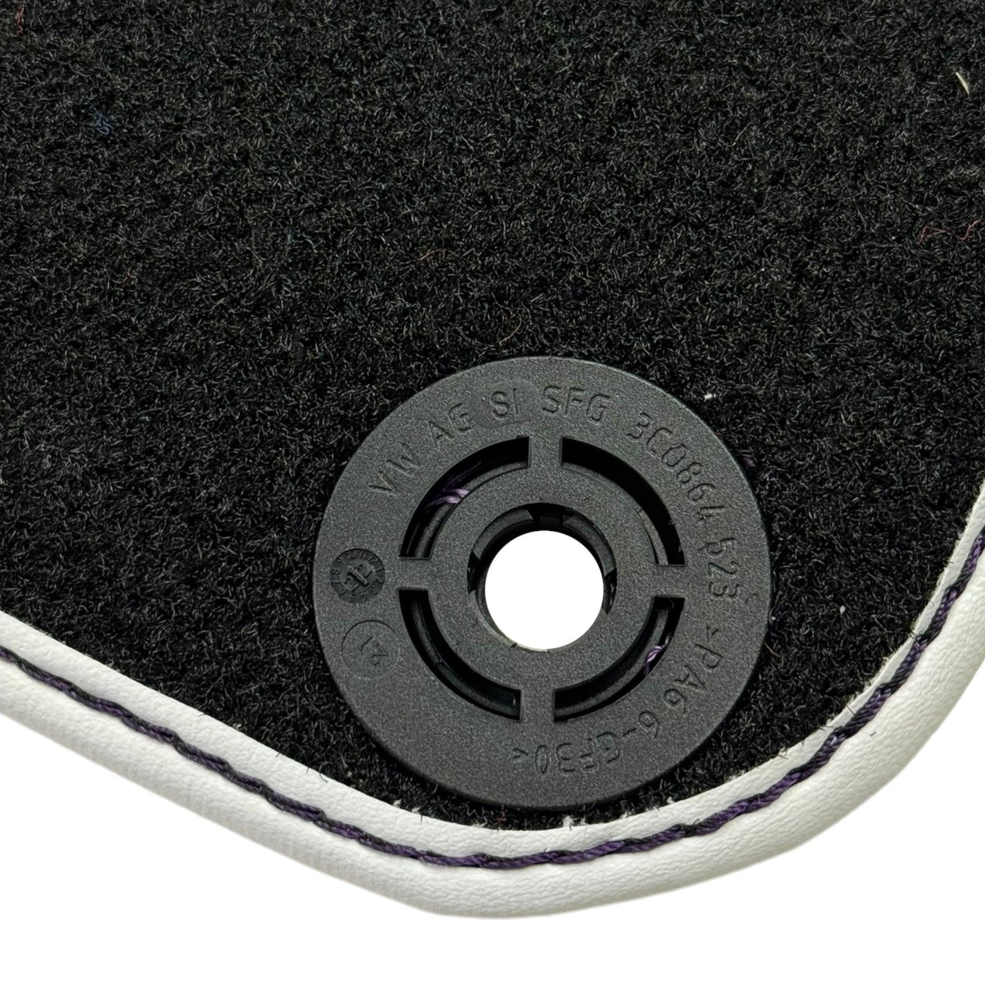 Purple Leather Floor Mats for Lamborghini Huracan with White Trim - AutoWin