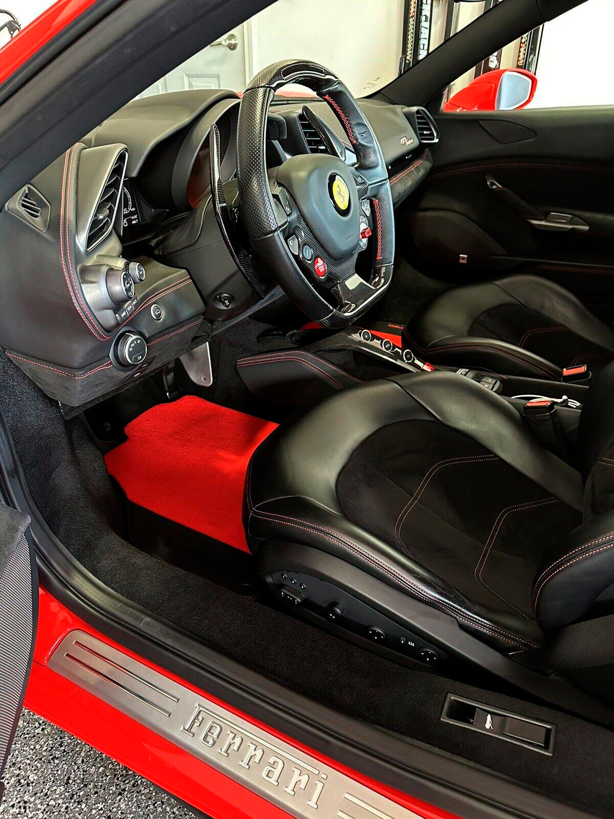 Red Floor Mats For Ferrari 488 Spider 2015-2022 Alcantara Leather