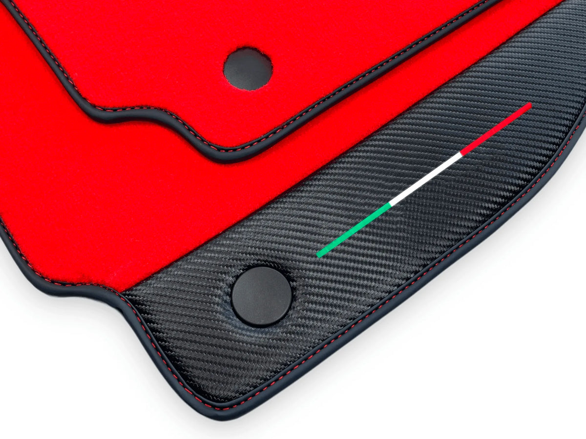 Red Floor Mats For Ferrari 488 Spider 2015-2022 Carbon Fiber - AutoWin