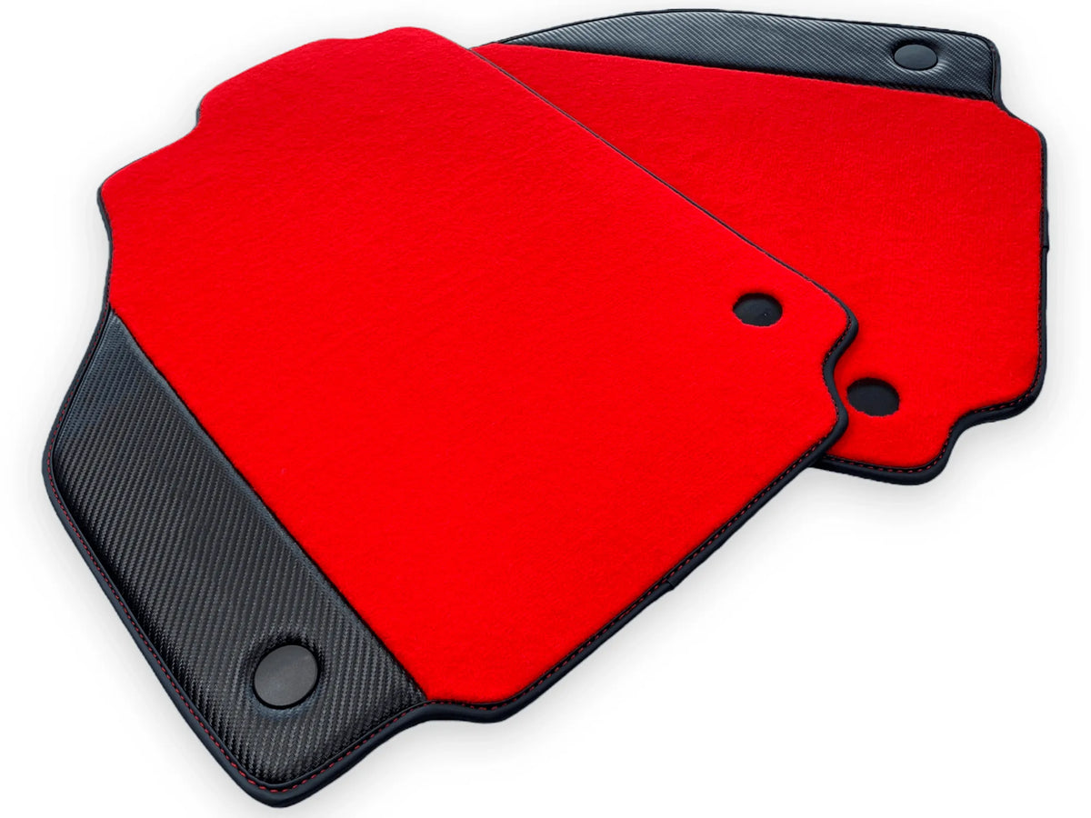 Red Floor Mats For Ferrari 488 Spider 2015-2022 Carbon Fiber - AutoWin