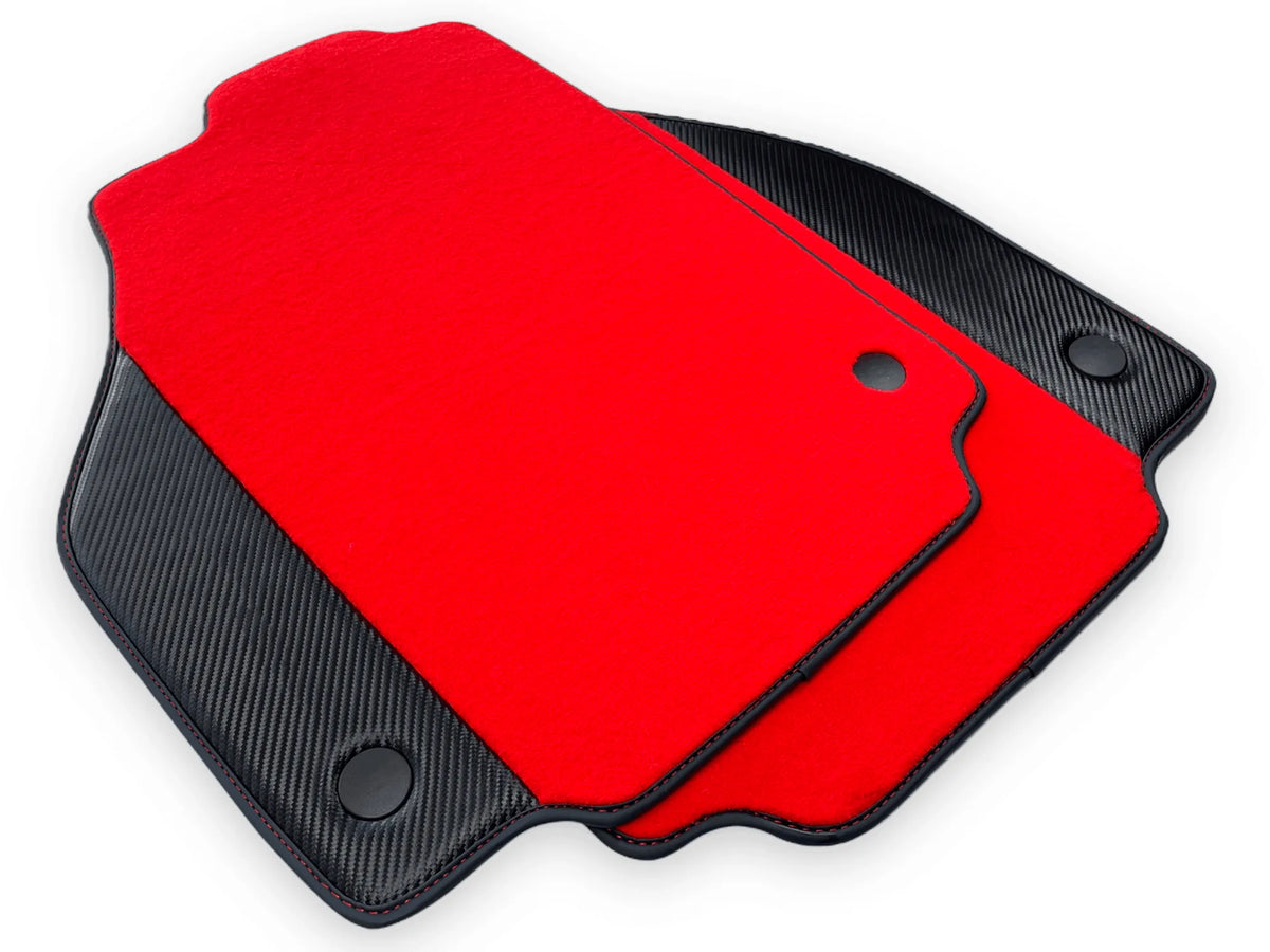 Red Floor Mats For Ferrari 488 Spider 2015-2022 Carbon Fiber - AutoWin