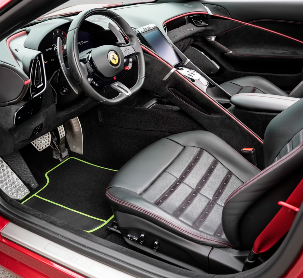 Beige Floor Mats for Ferrari Roma (2021-2024) Italian Edition - AutoWin