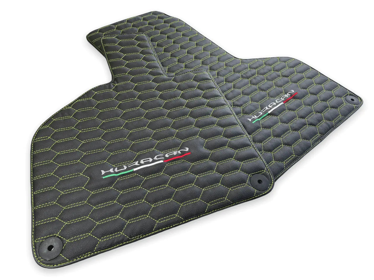Green Stitched Leather Mats for Lamborghini Huracan