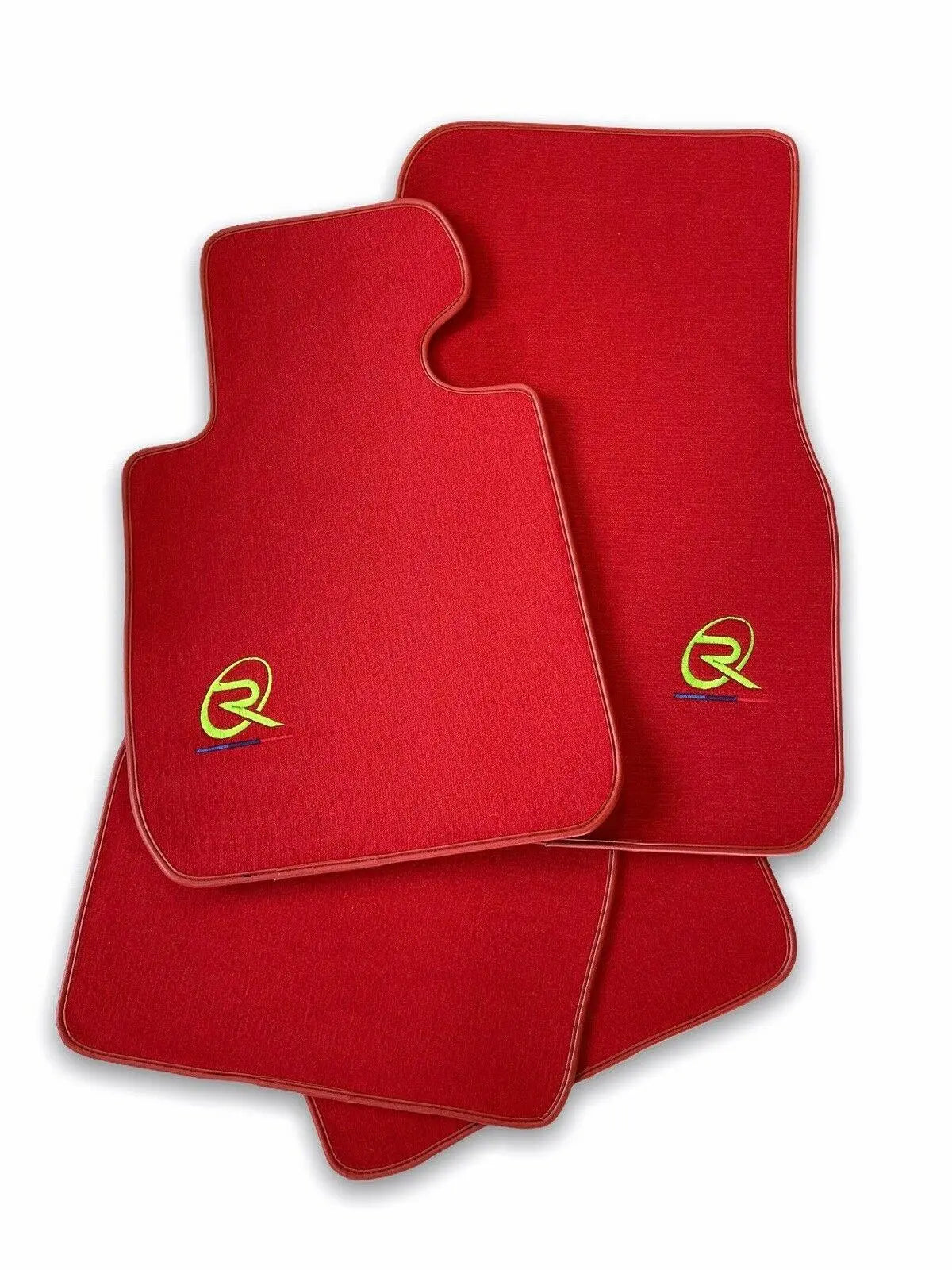Red Floor Mats For BMW M3 Series F80 ROVBUT Brand Tailored Set Perfect Fit Green SNIP Collection - AutoWin