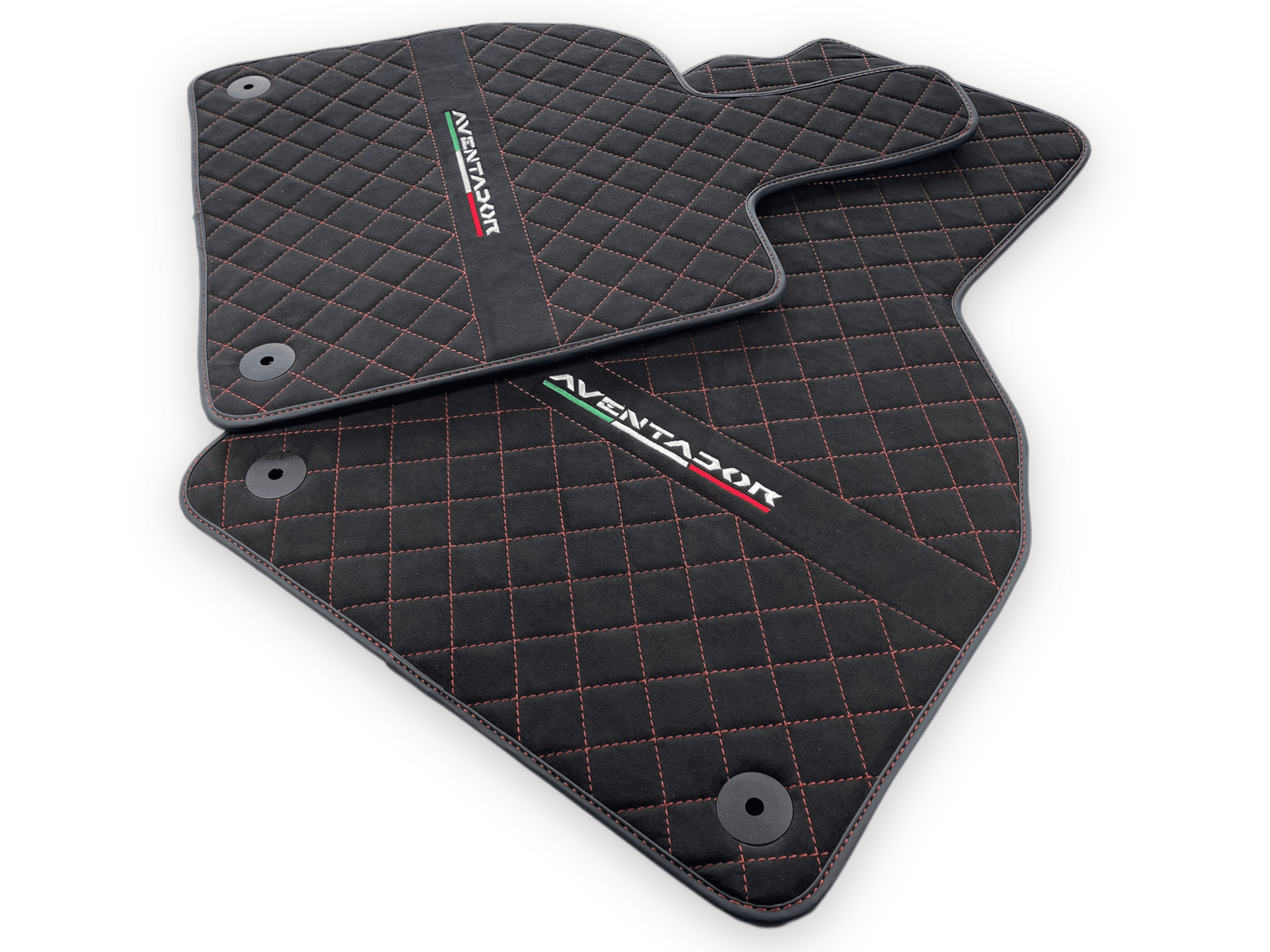Alcantara Leather Floor Mats For Lamborghini Aventador | Red Stitching - AutoWin