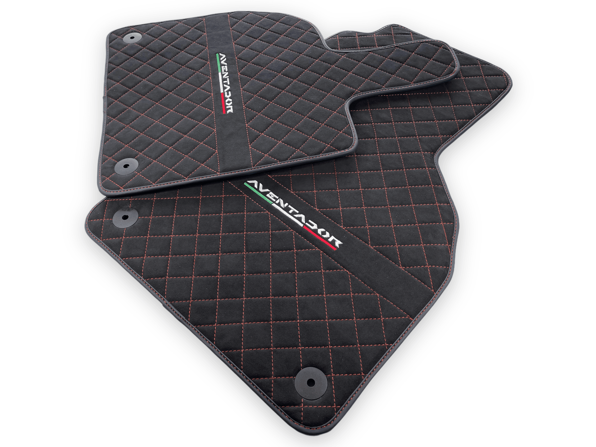 Alcantara Leather Floor Mats For Lamborghini Aventador | Red Stitching - AutoWin