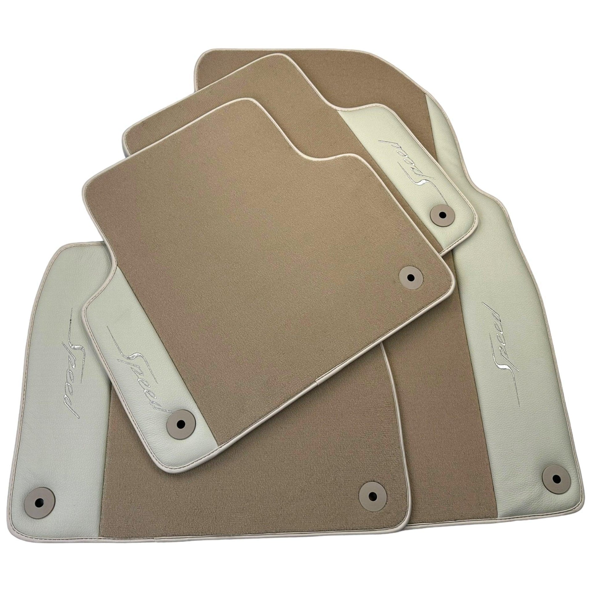 Beige Floor Mats for Bentley Flying Spur (2013-2019) with Leather - AutoWin