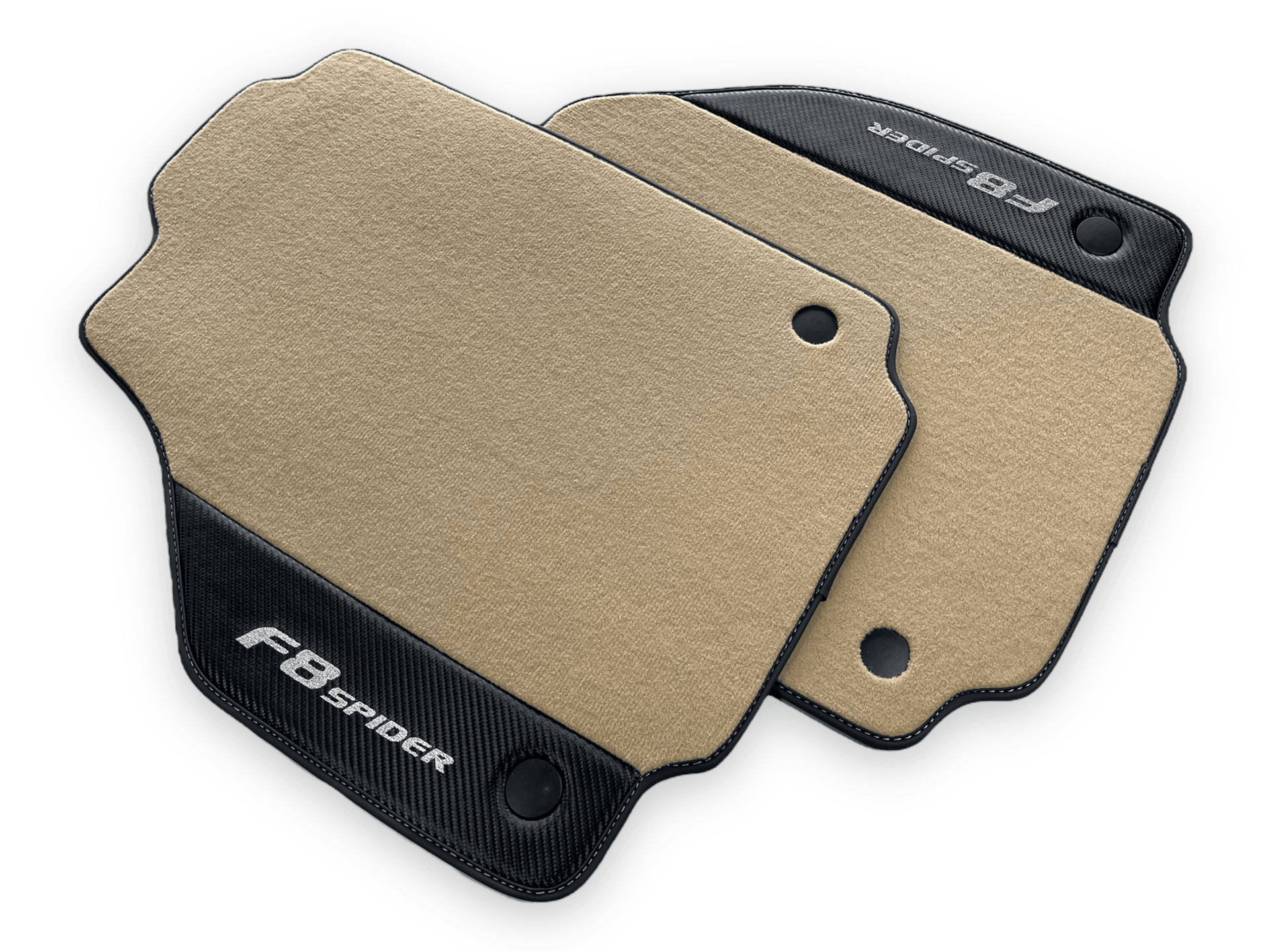 Beige Floor Mats For Ferrari F8 Spider 2019-2022 With Carbon Fiber Leather - AutoWin