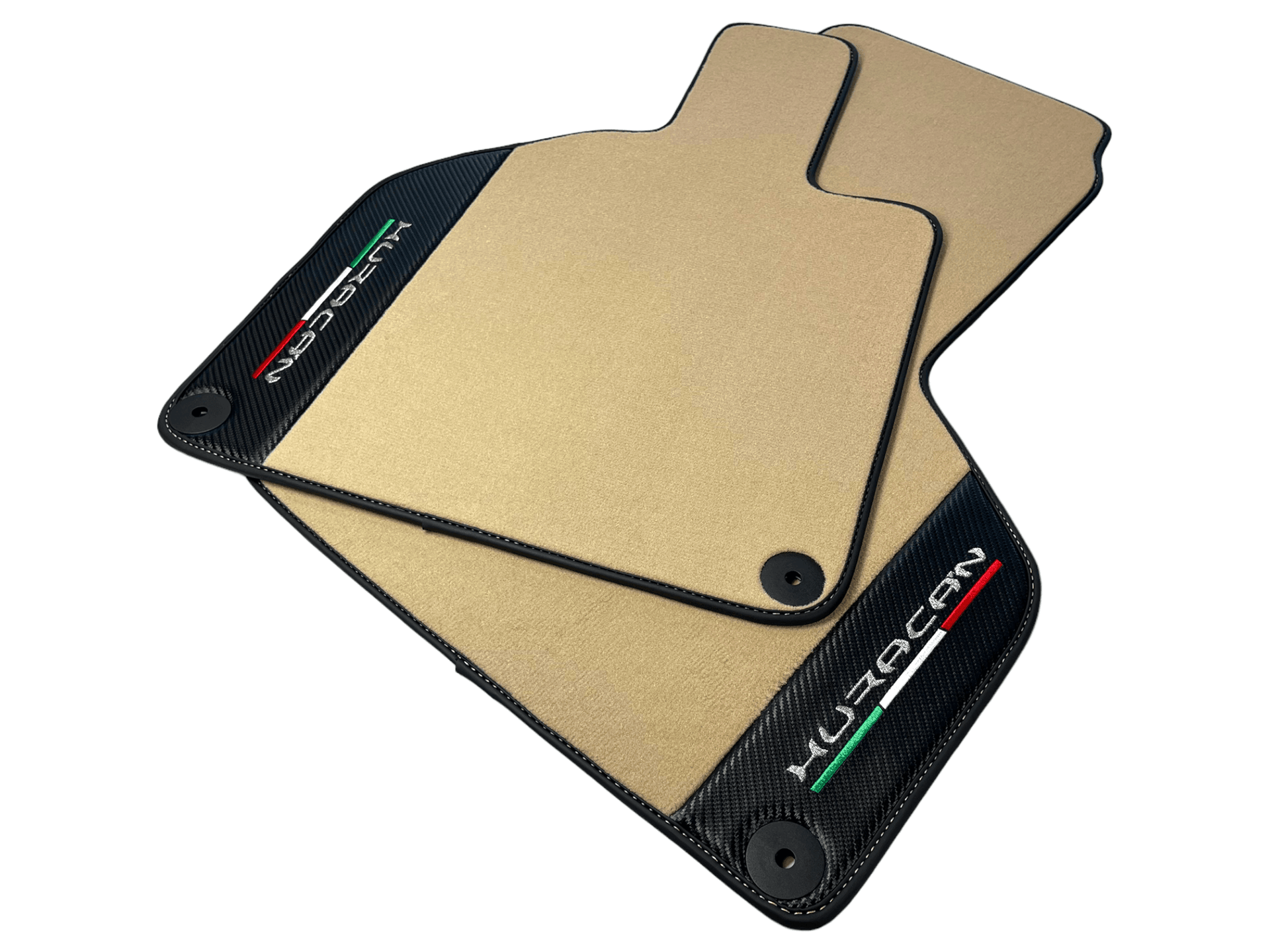 Beige Floor Mats for Lamborghini Huracan With Carbon Fiber Leather - AutoWin