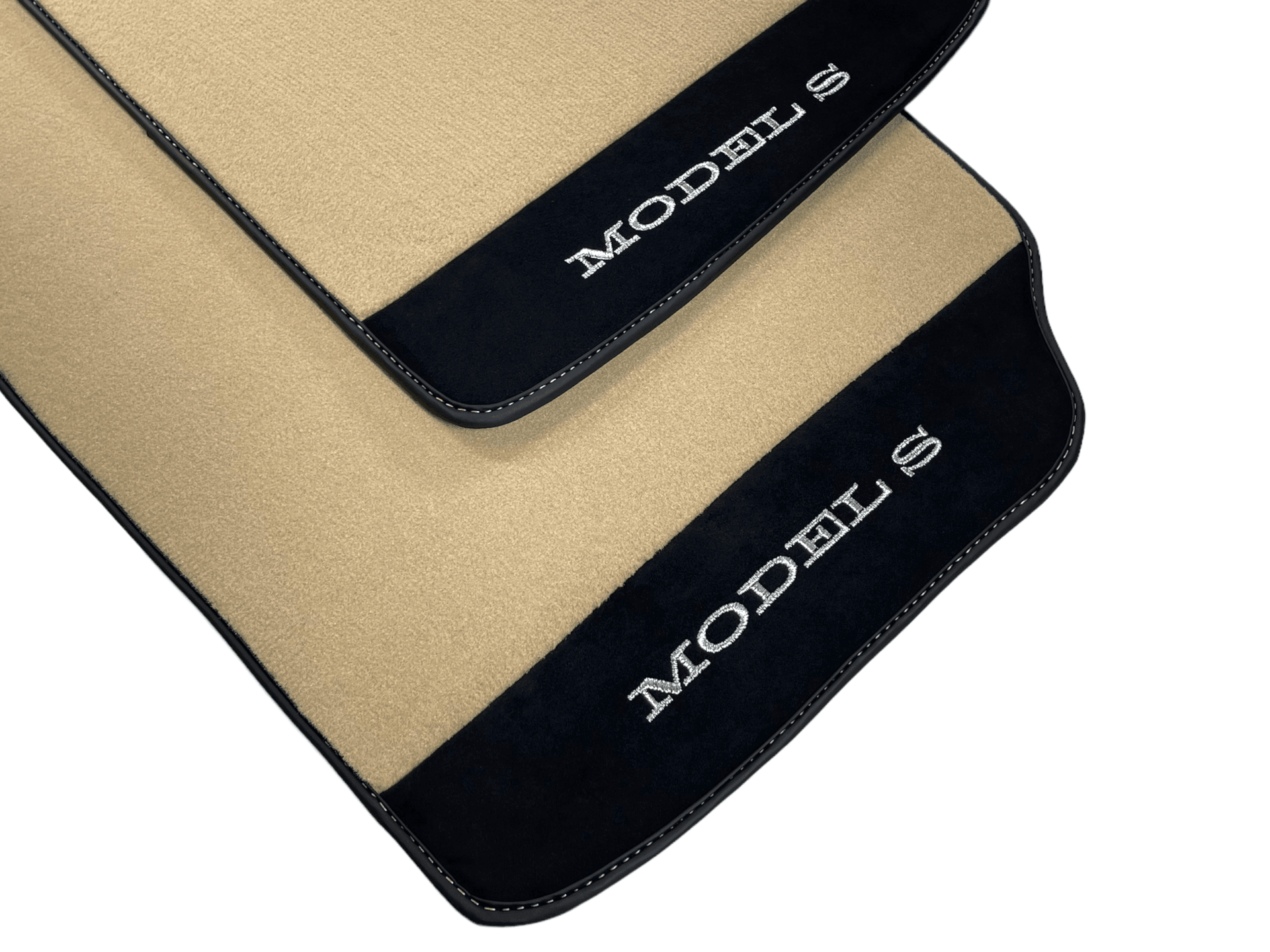 Beige Floor Mats For Tesla Model S With Alcantara Leather - AutoWin
