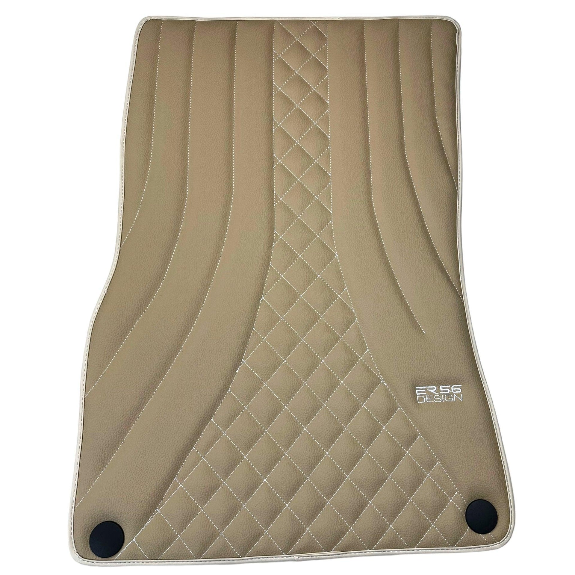Beige Leather Floor Mats For Mercedes Benz C-Class CL203 Coupe (2000-2008) | ER56 Design - AutoWin