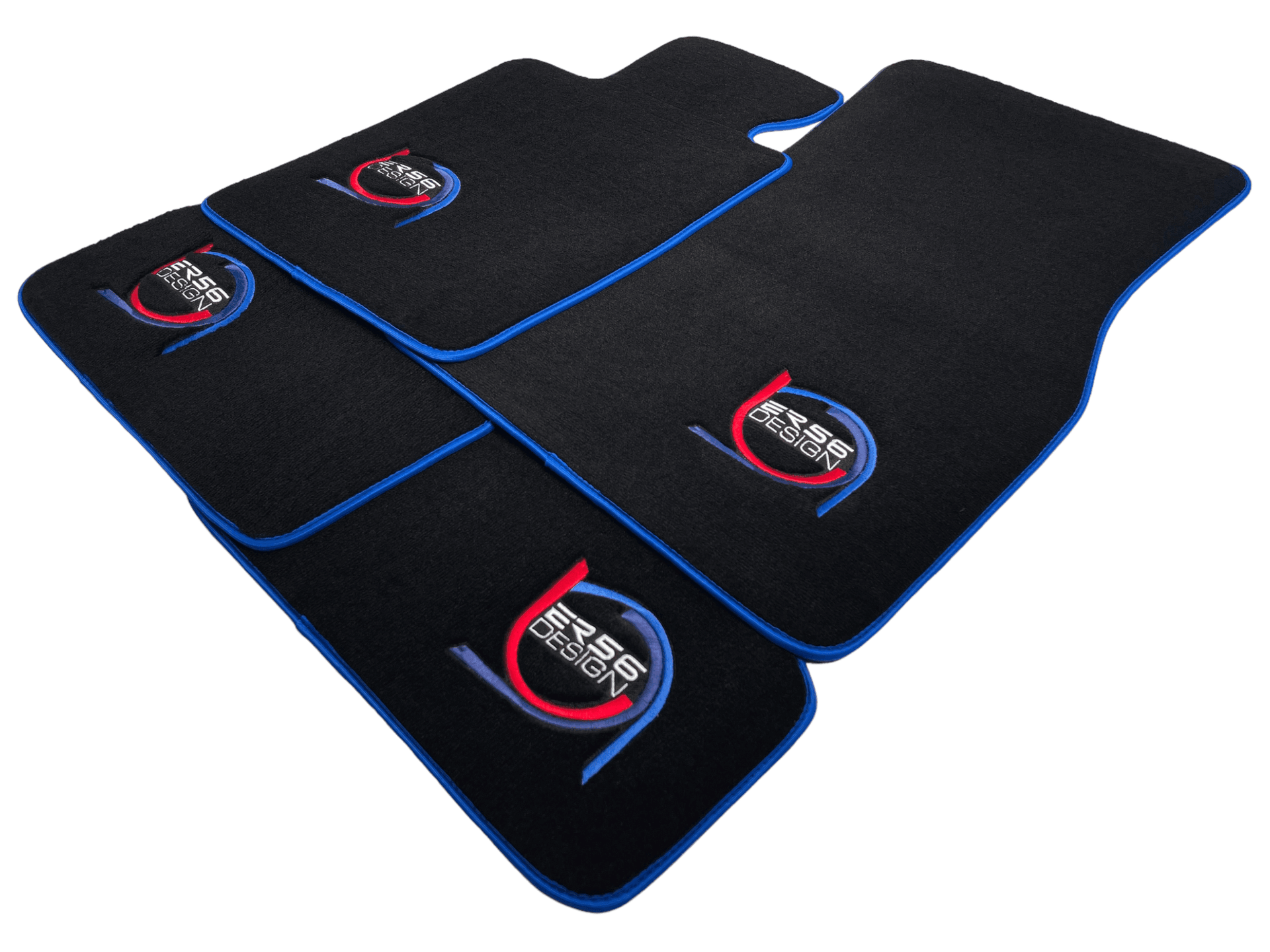 Black Floor Mats For BMW 3 Series E36 4-door Sedan ER56 Design Limited Edition Blue Trim - AutoWin
