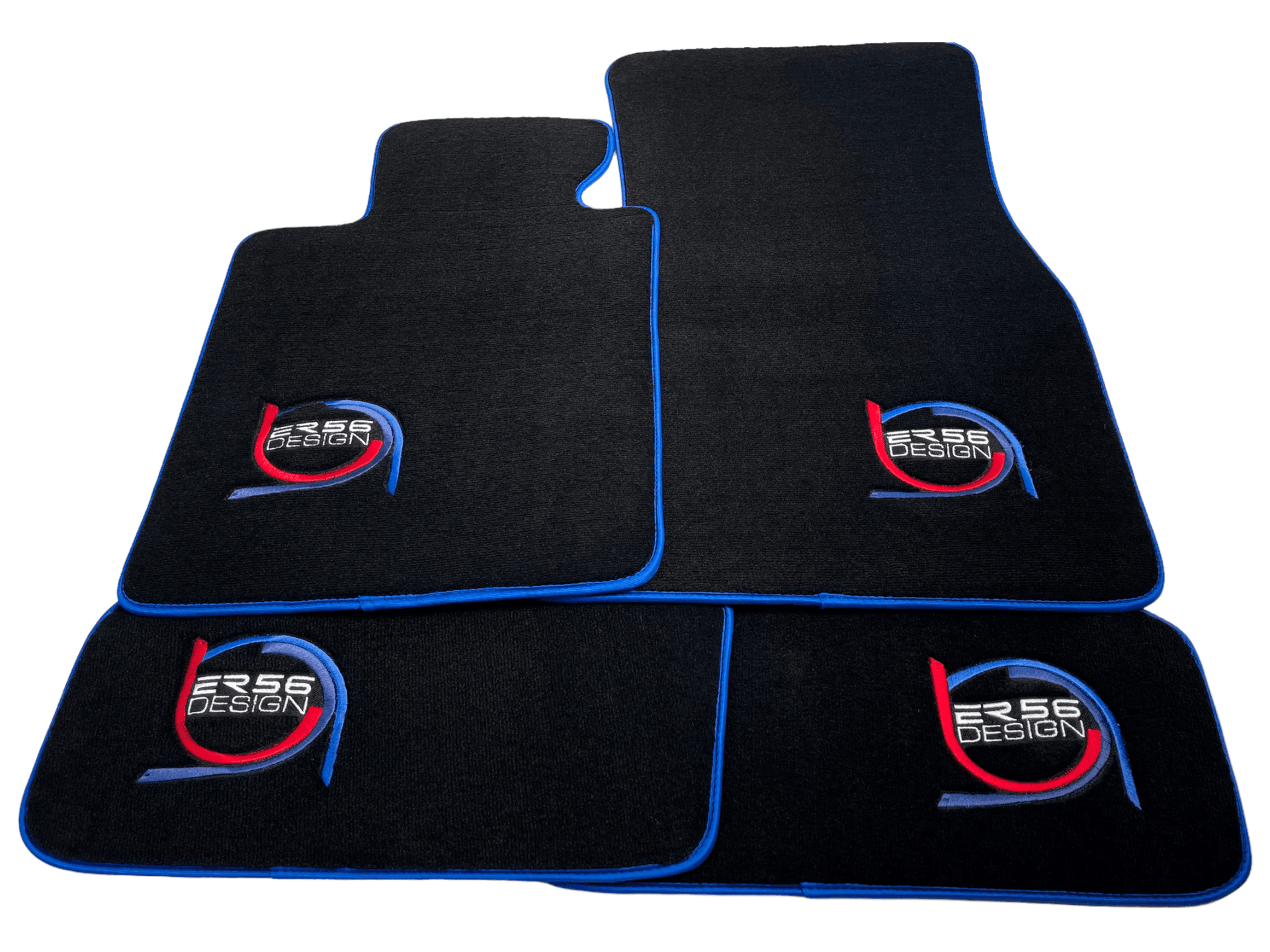 Black Floor Mats For BMW M5 F10 ER56 Design Limited Edition Blue Trim - AutoWin