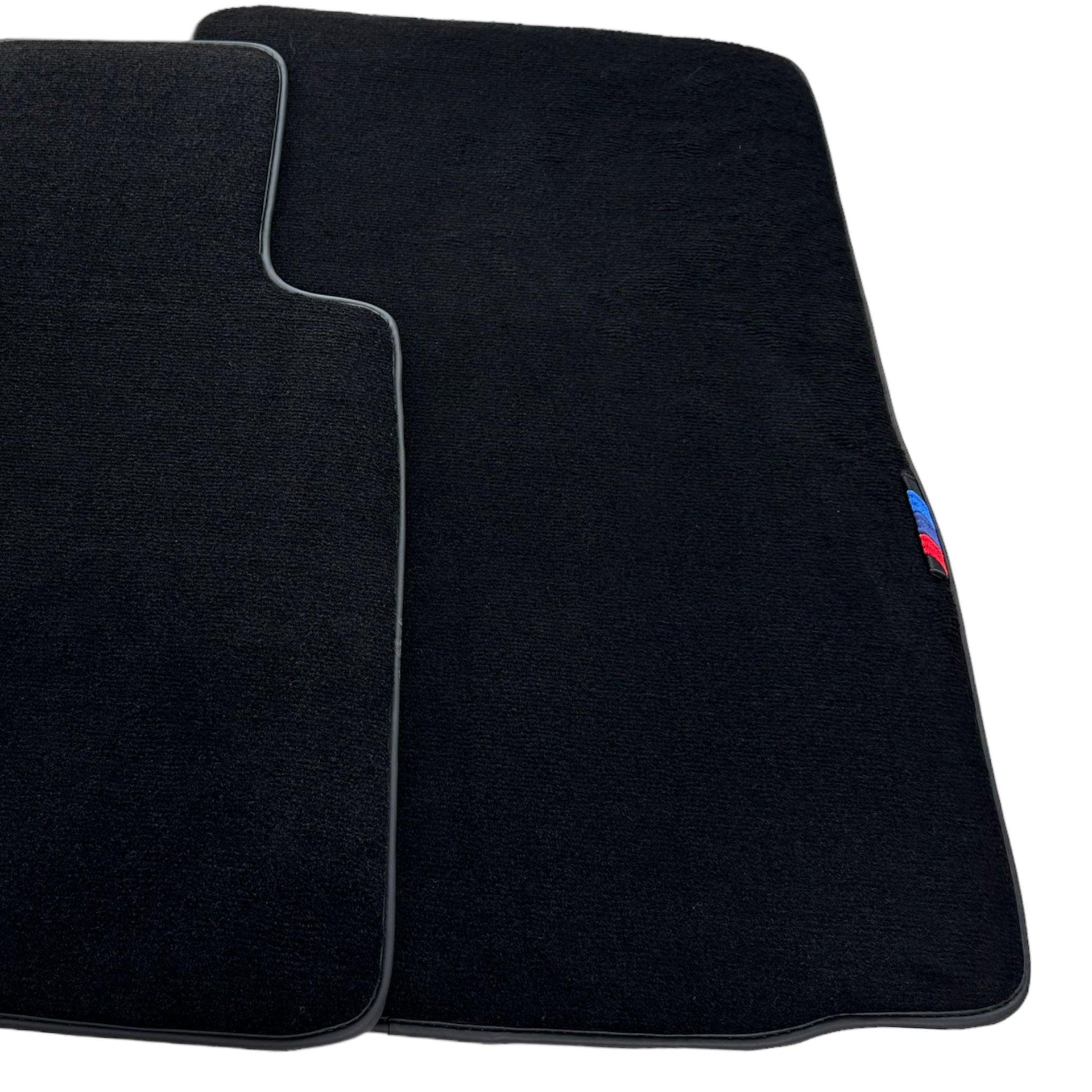 Black Floor Mats For BMW Z4 Series E85 Convertible (2003-2008) With 3 Color Stripes Tailored Set Perfect Fit - AutoWin