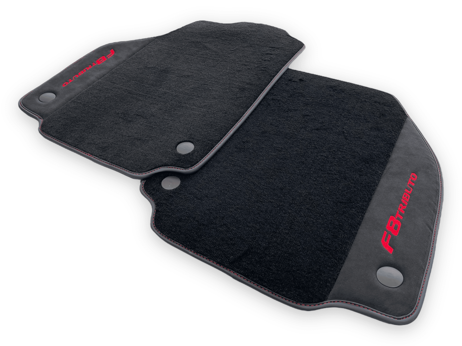 Black Floor Mats For Ferrari F8 Tributo 2019-2022 With Alcantara Leather - AutoWin