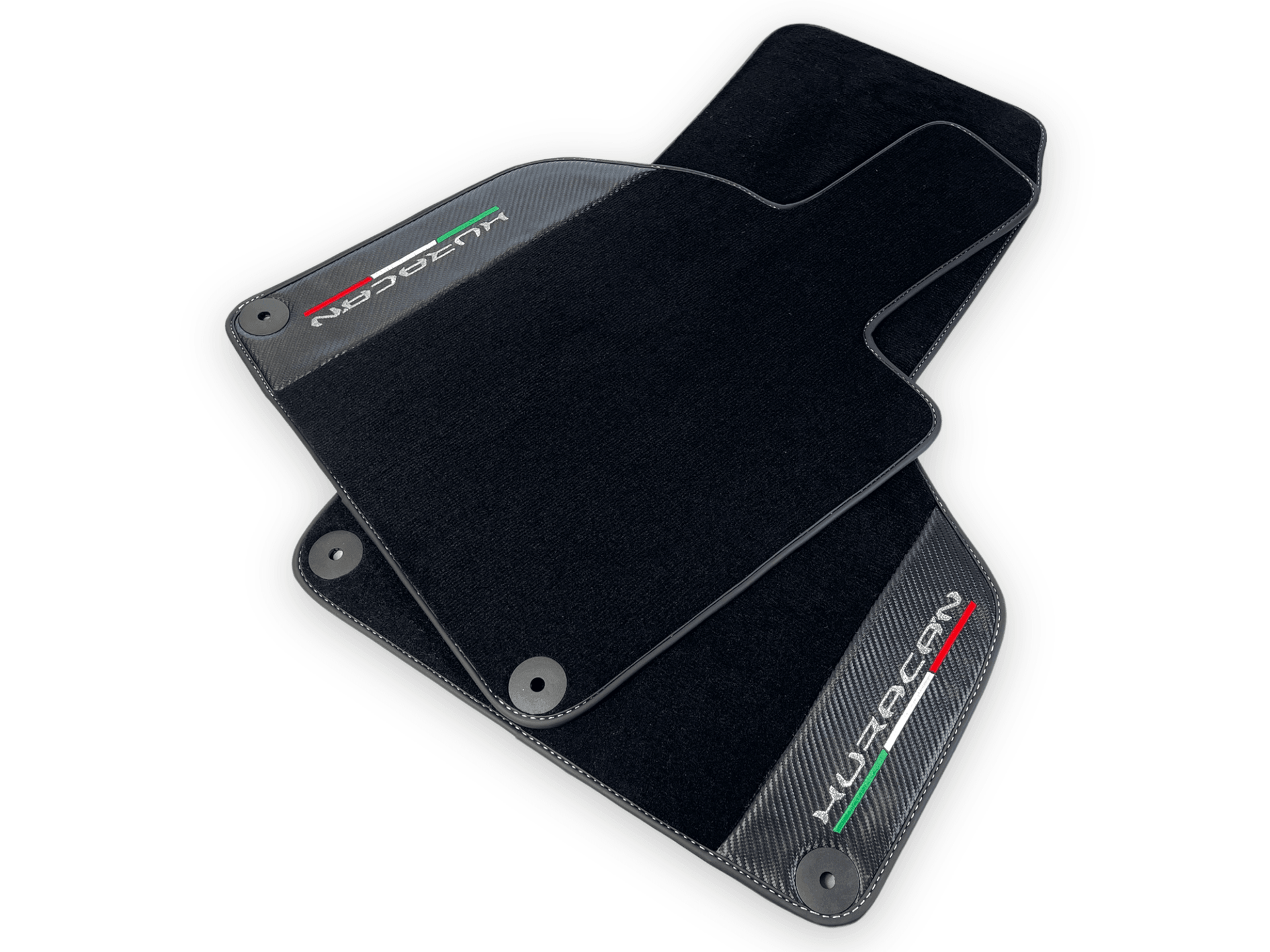 Black Floor Mats for Lamborghini Huracan With Carbon Fiber Leather - AutoWin