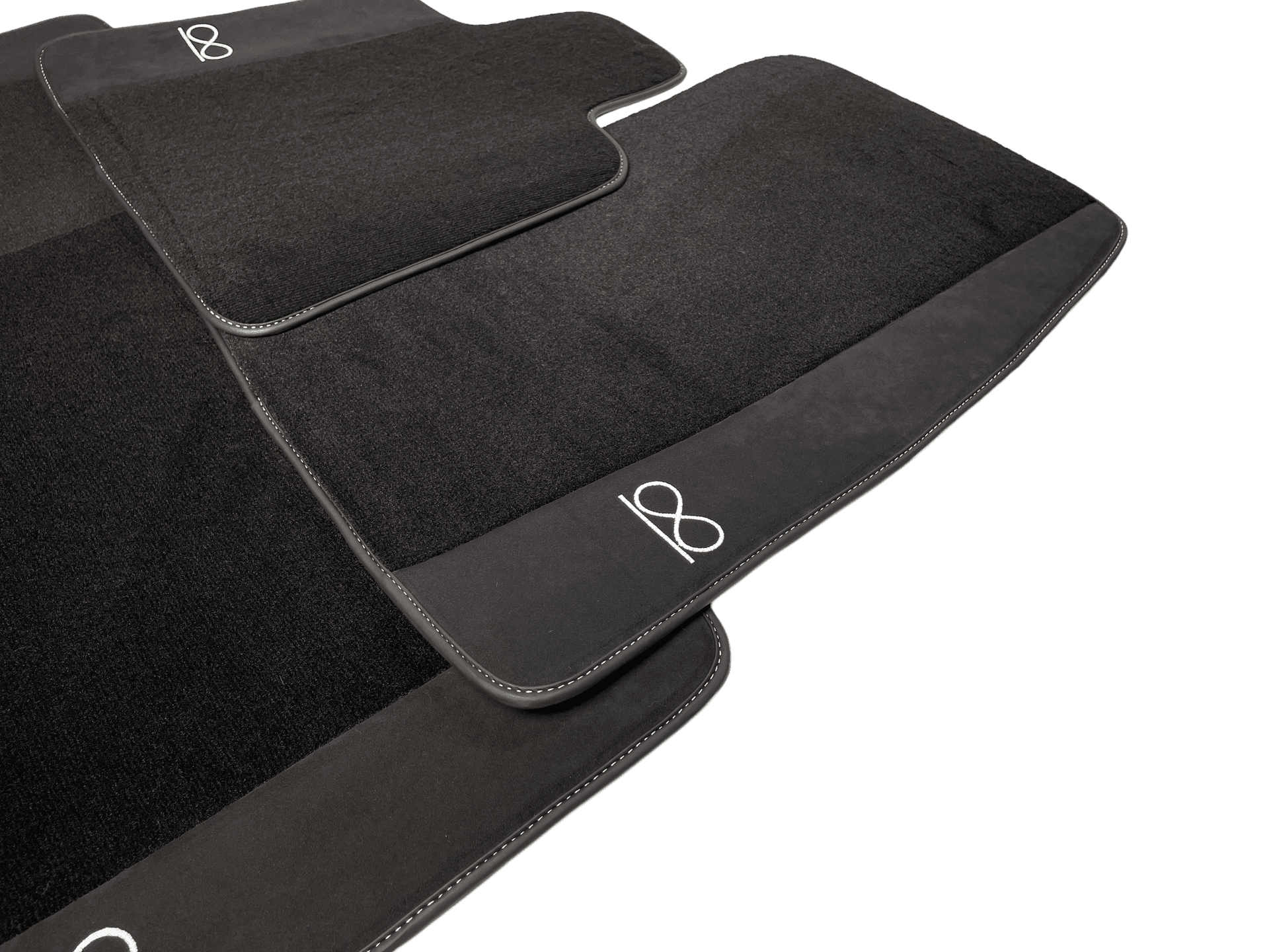 Black Floor Mats For Rolls Royce Black Badge Ghost Fluorescent Logo - AutoWin