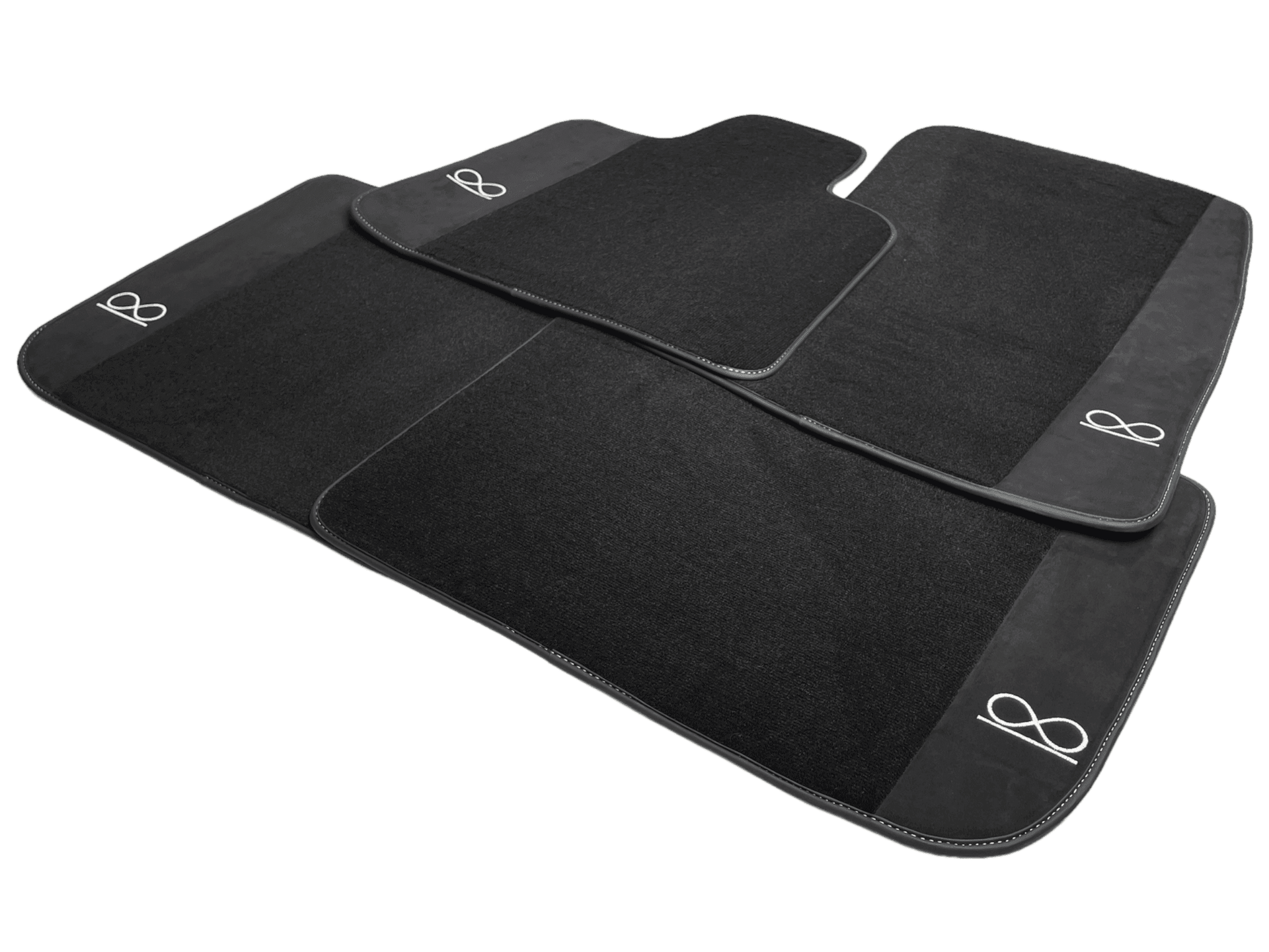 Black Floor Mats For Rolls Royce Black Badge Ghost Fluorescent Logo - AutoWin