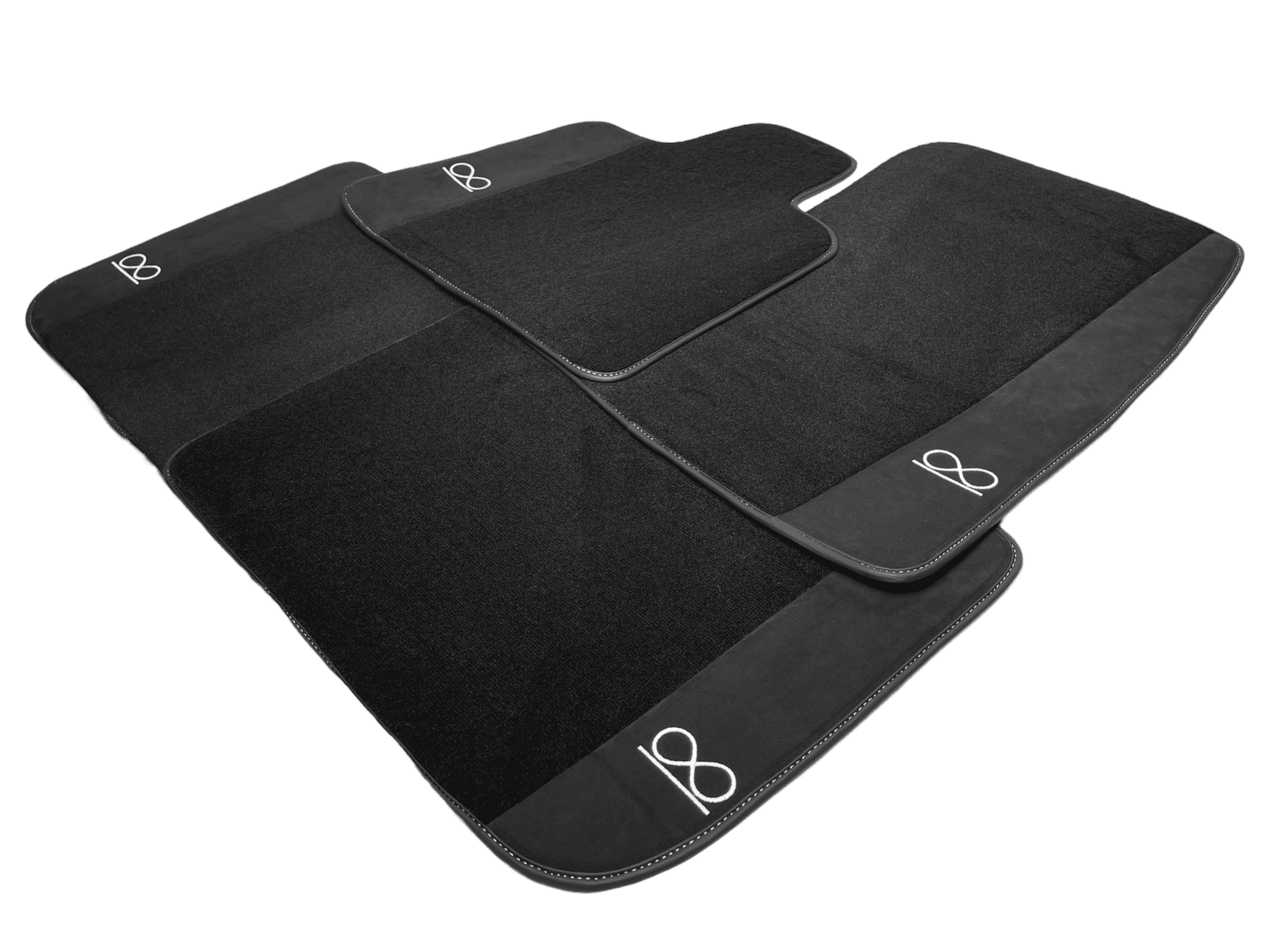 Black Floor Mats For Rolls Royce Black Badge Phantom Drophead Fluorescent Logo - AutoWin