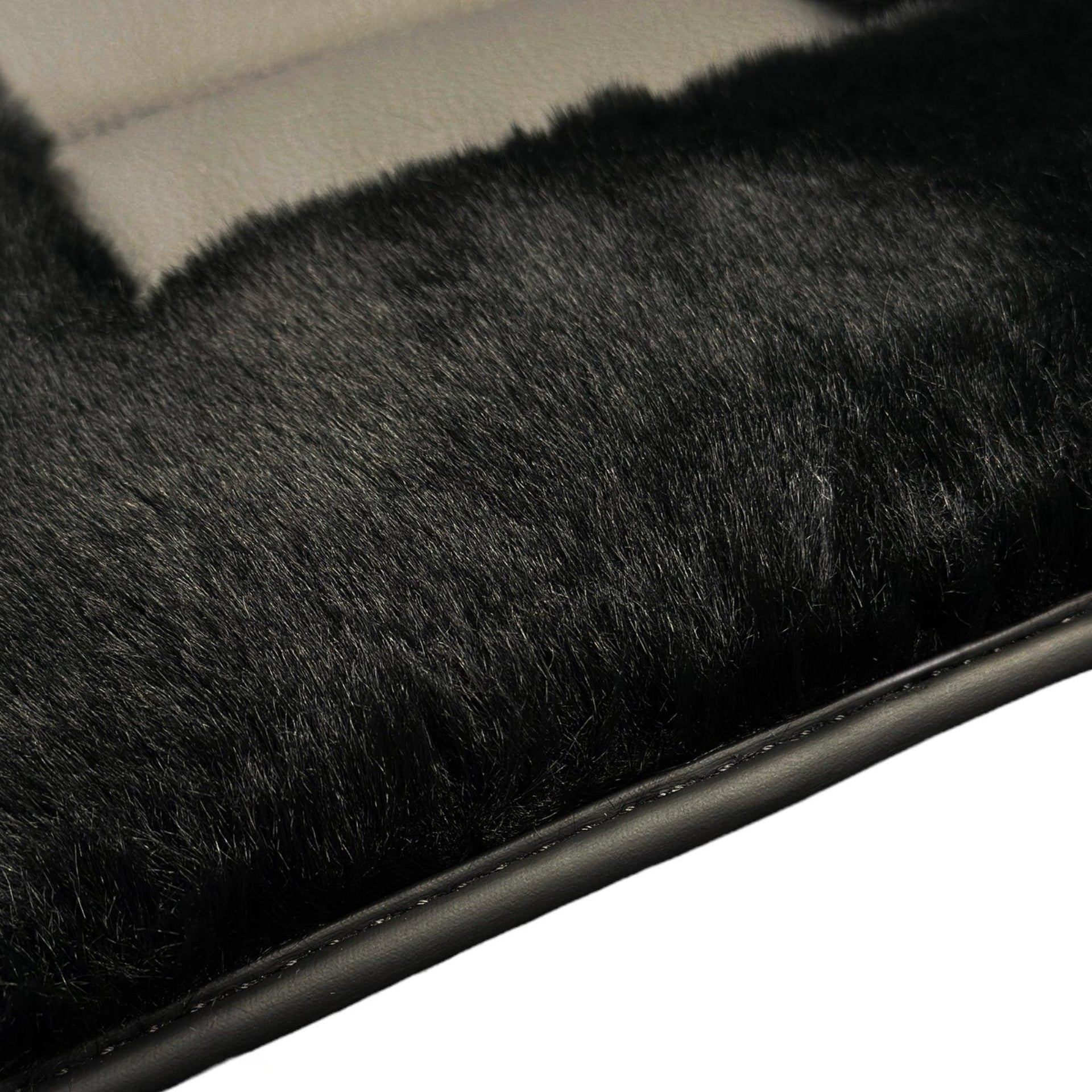 Black Sheepskin Floor Mats For BMW 7 Series E38 Long No Steps Edition - AutoWin