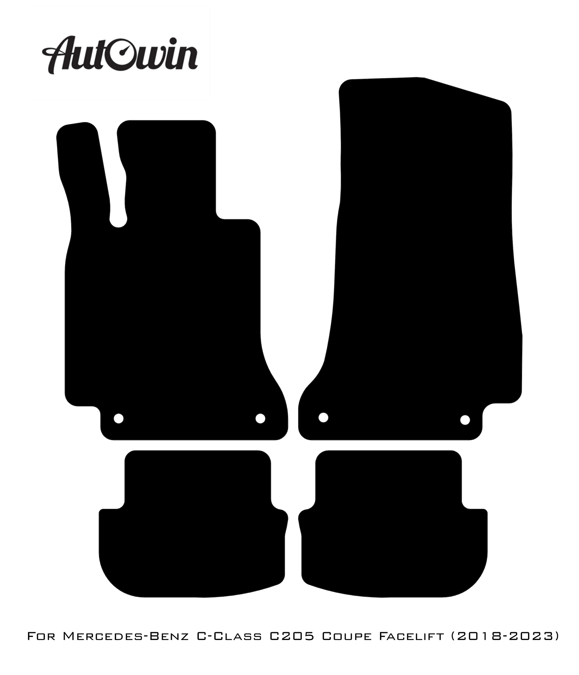 Black Sheepskin Floor Mats For Mercedes Benz C-Class C205 Coupe Facelift (2018-2023) | ER56 Design - AutoWin