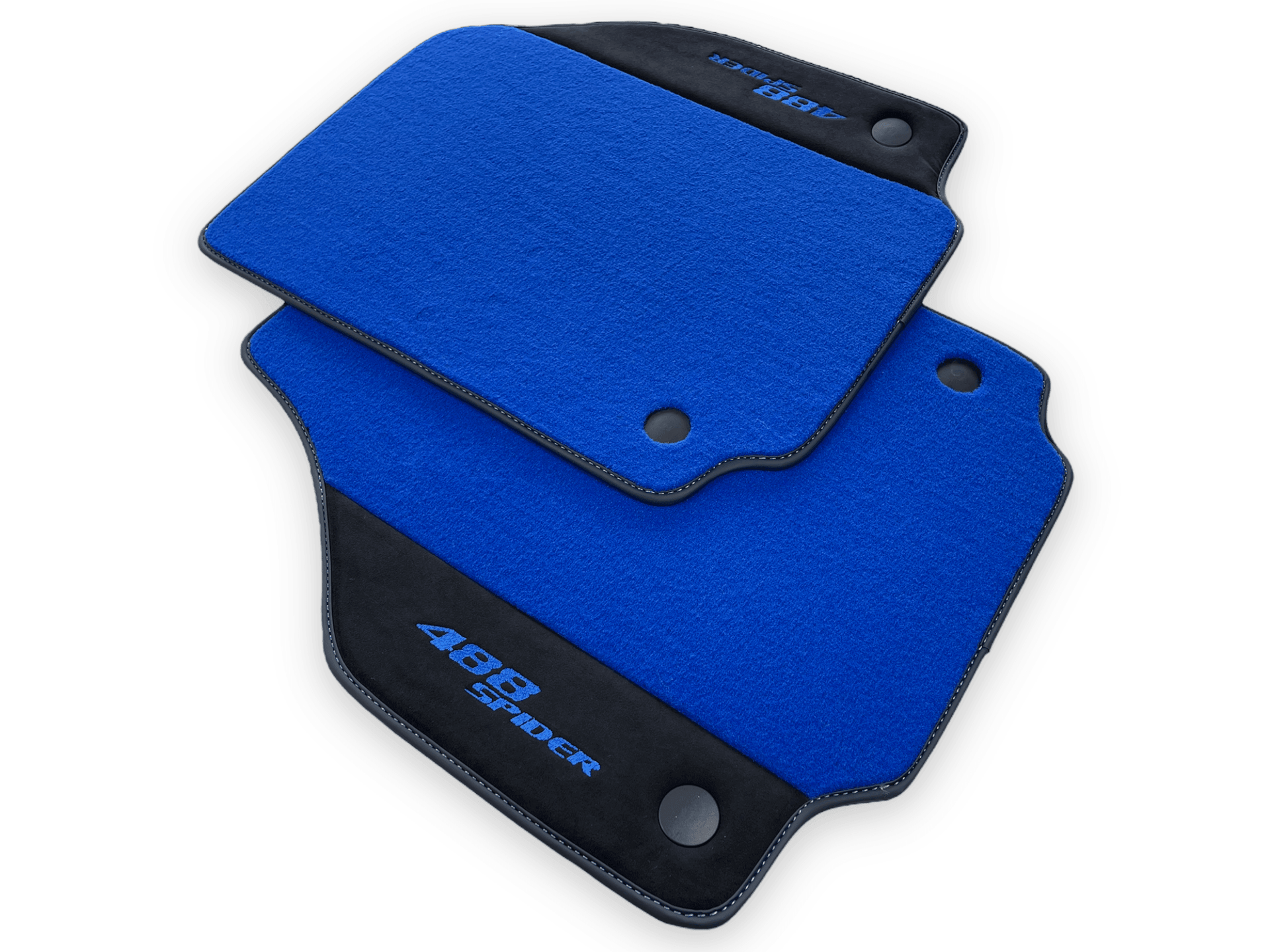 Blue Floor Mats For Ferrari 488 Spider 2015-2022 With Alcantara Leather - AutoWin