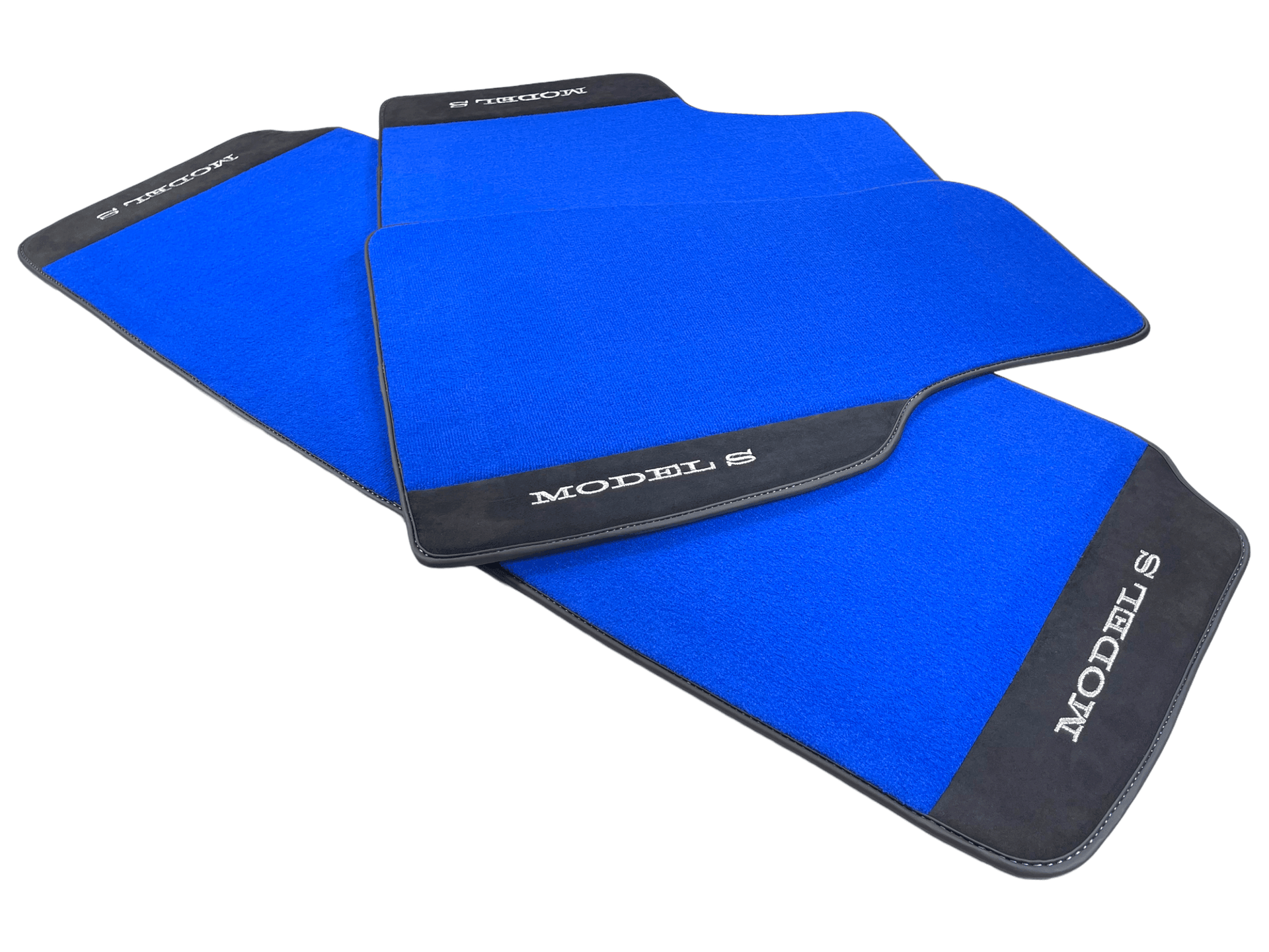 Blue Floor Mats For Tesla Model S With Alcantara Leather - AutoWin