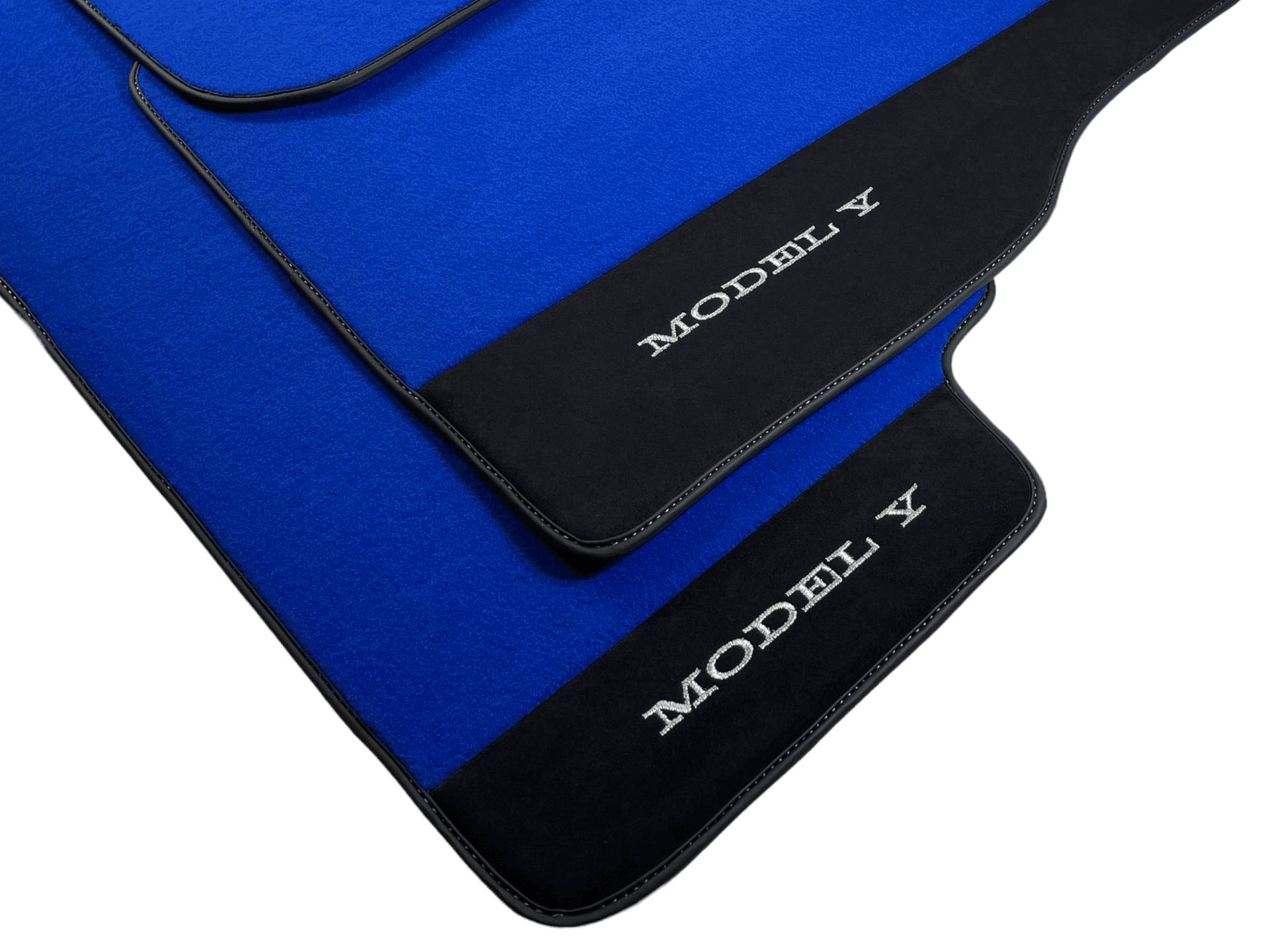 Blue Floor Mats For Tesla Model Y With Alcantara Leather - AutoWin