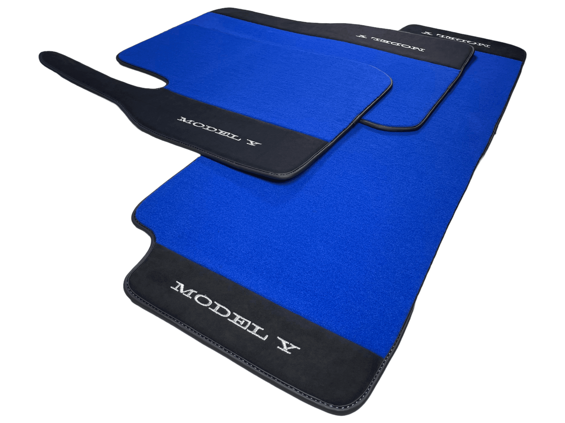 Blue Floor Mats For Tesla Model Y With Alcantara Leather - AutoWin