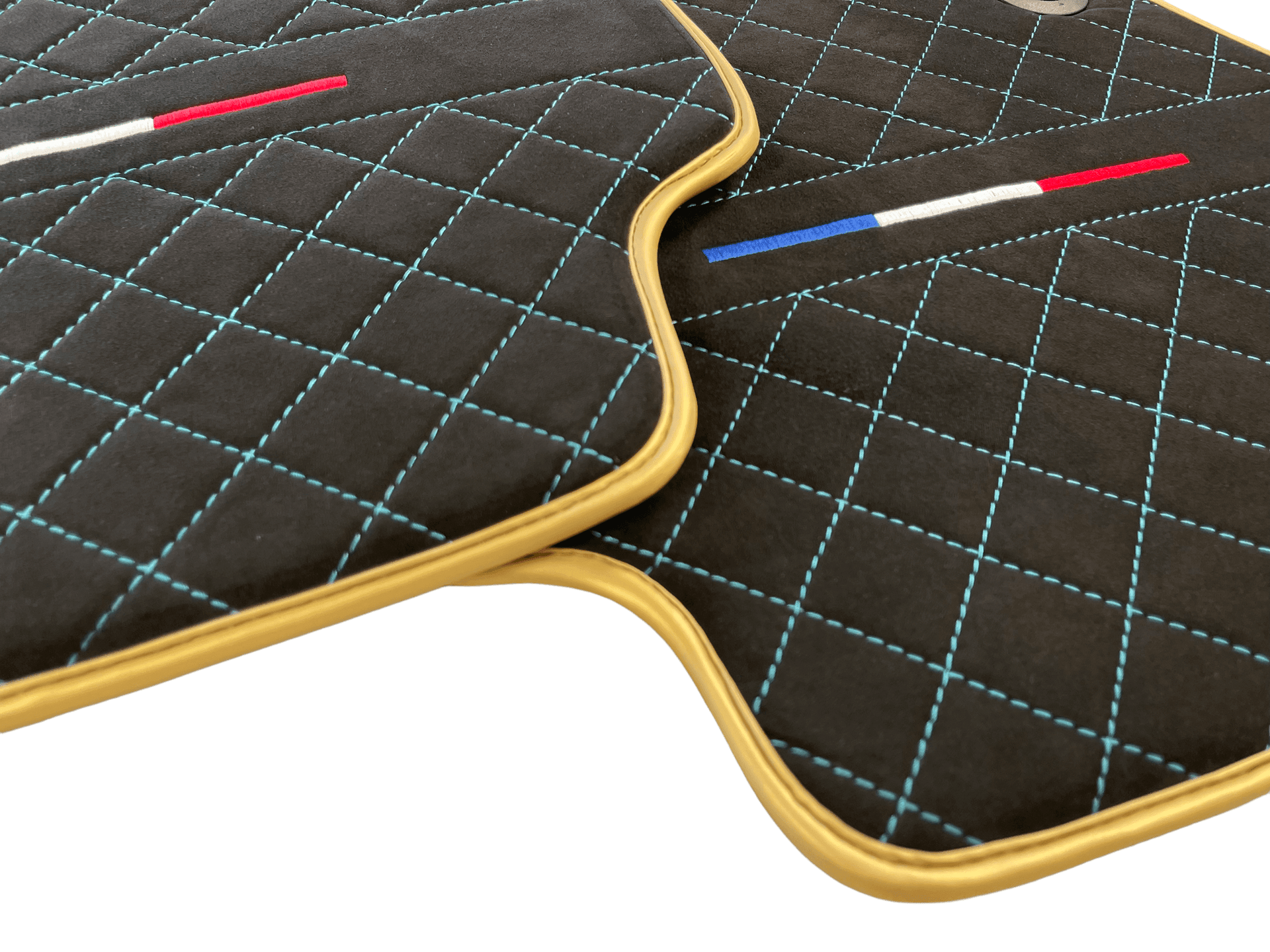 Floor Mats For Bugatti Chiron Alcantara Leather Gold Edition - AutoWin