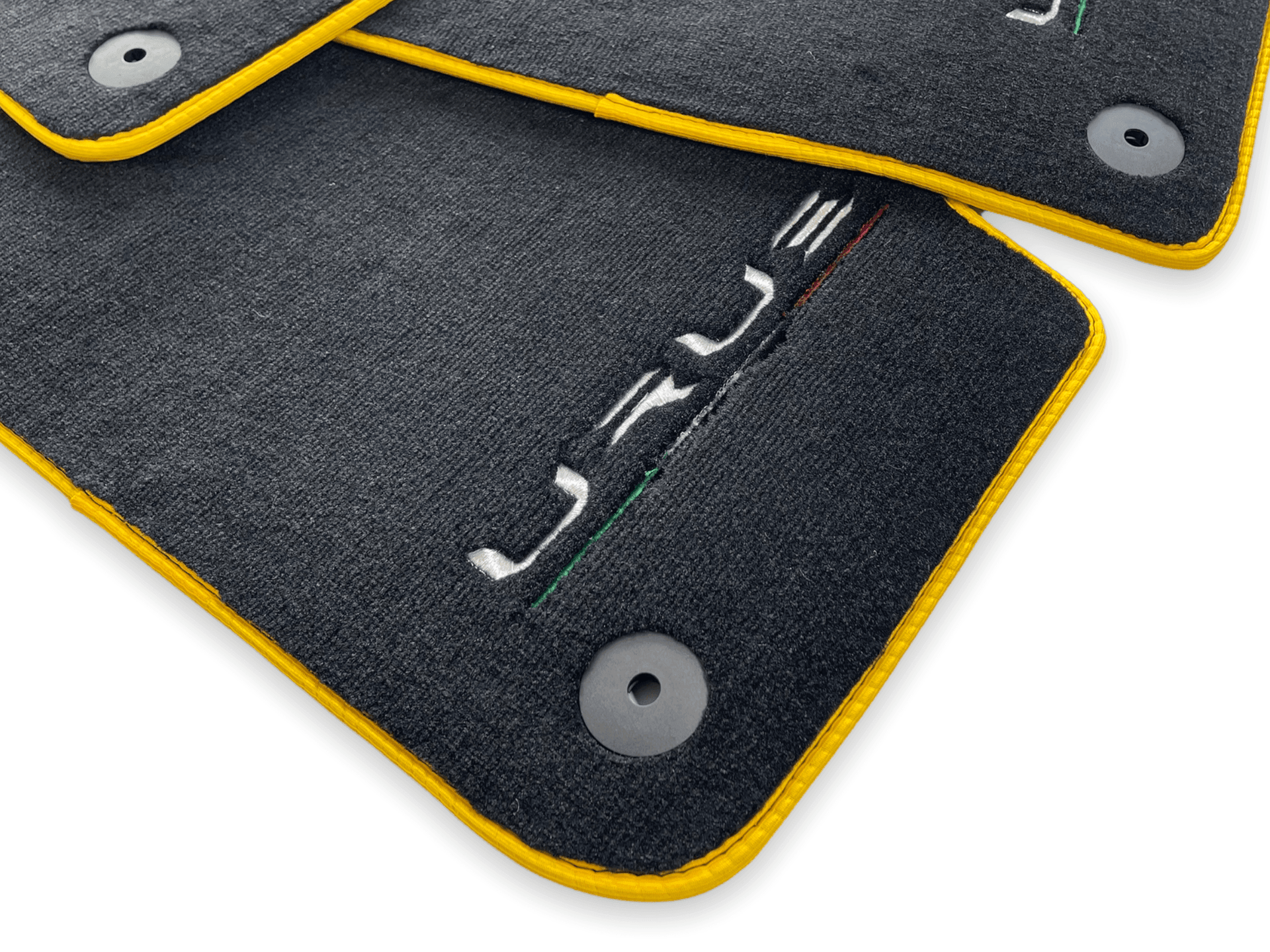Floor Mats For Lamborghini Urus Black Tailored With Yellow Trim - AutoWin