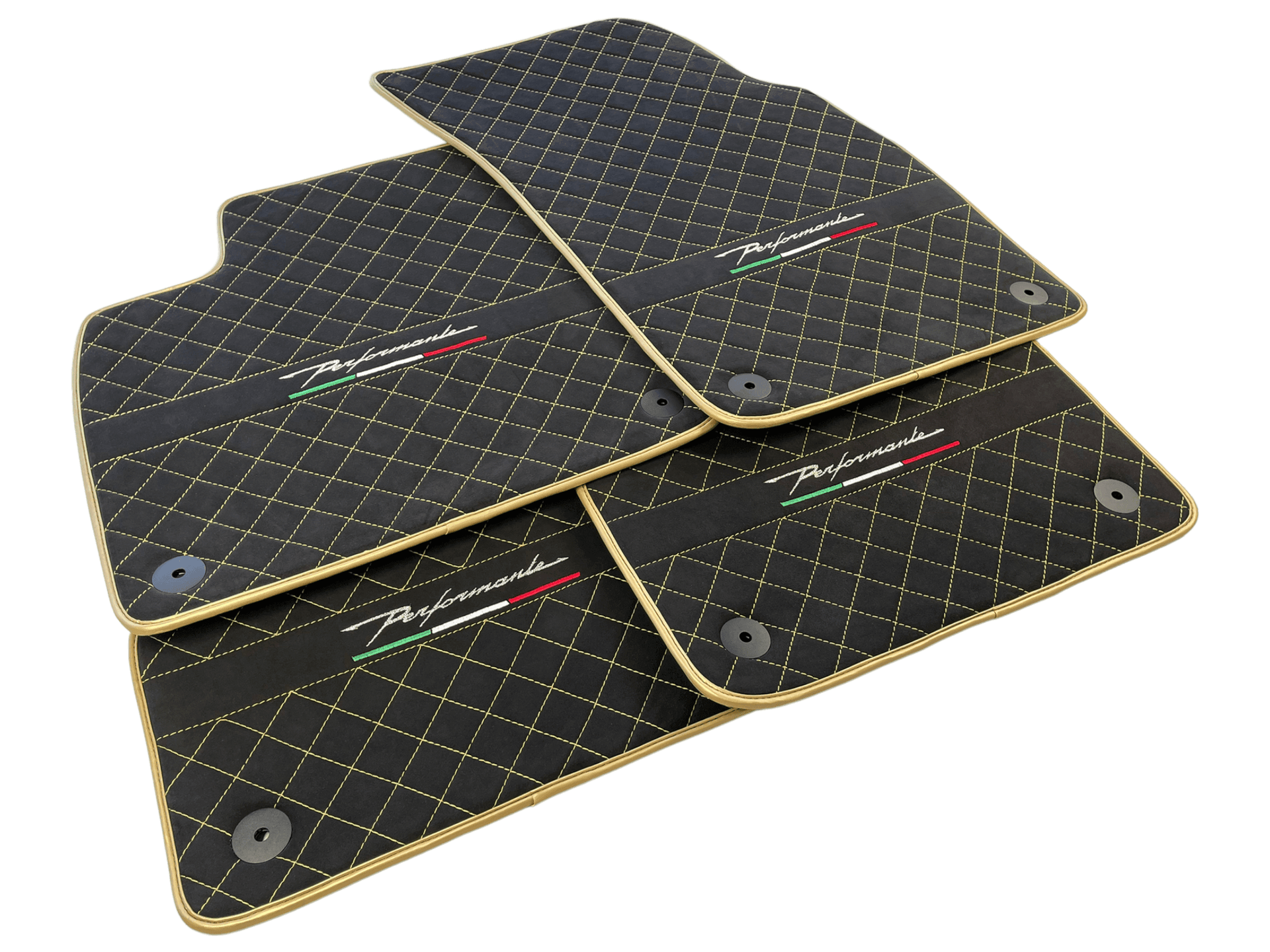 Floor Mats For Lamborghini Urus Performante Alcantara Leather Gold Trim - AutoWin