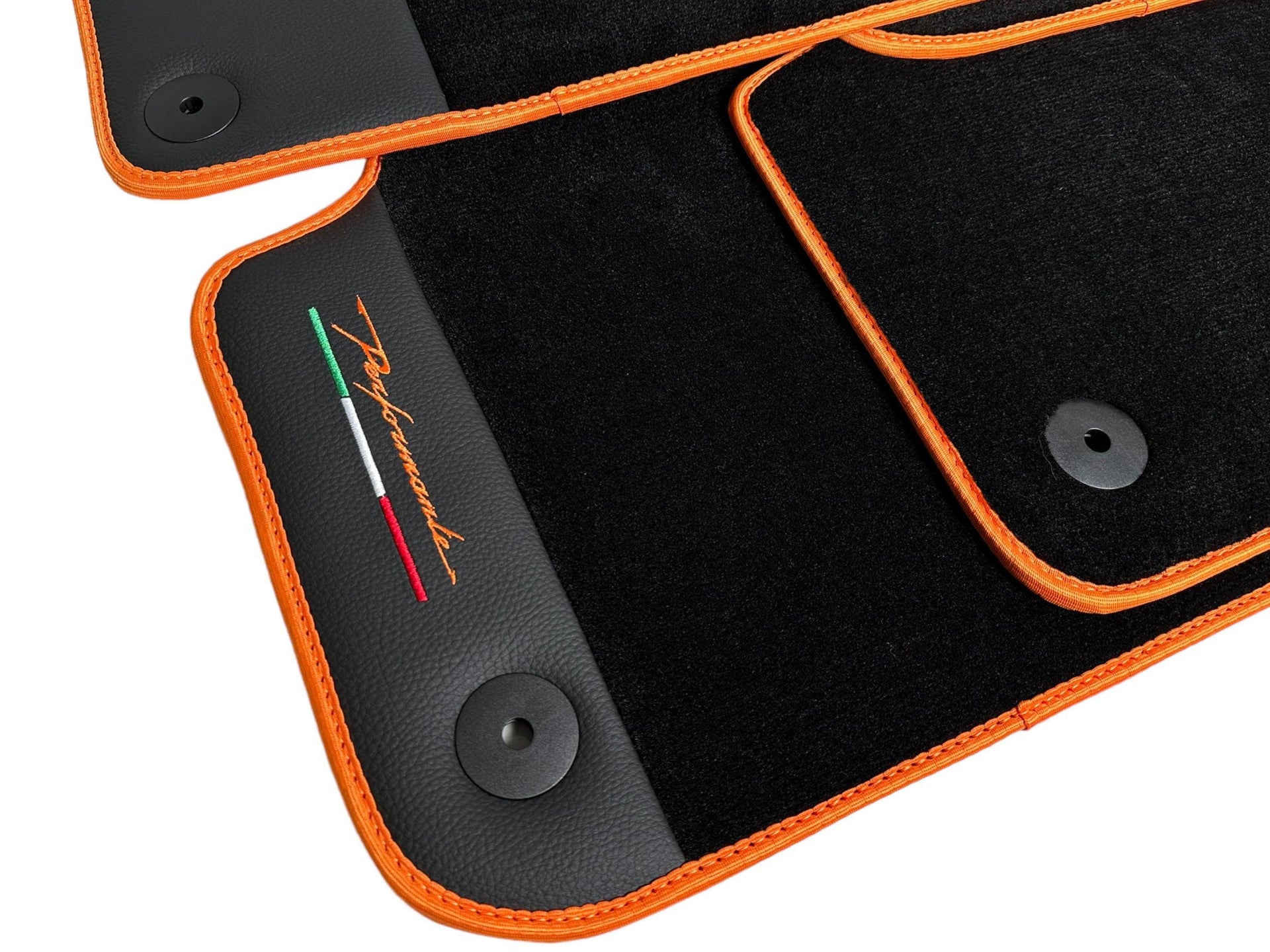 Floor Mats For Lamborghini Urus Performante Leather And Orange Trim - AutoWin