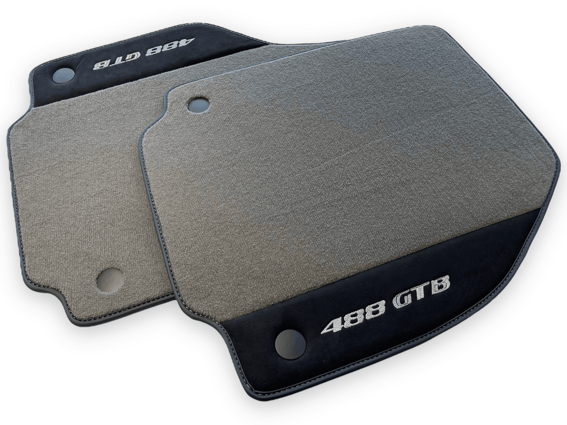 Gray Floor Mats For Ferrari 488 GTB 2015-2022 Carpets With Alcantara Leather - AutoWin