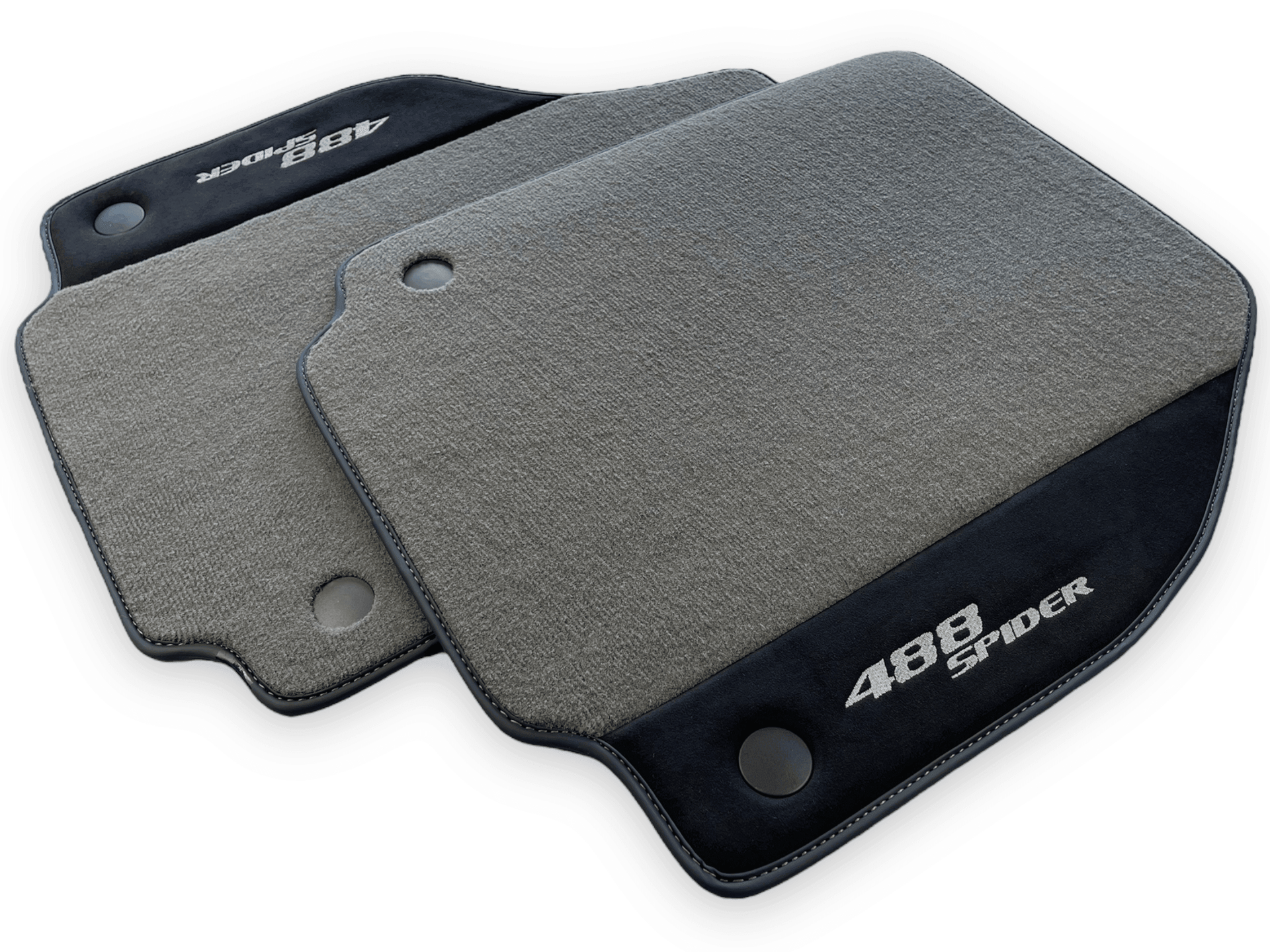Gray Floor Mats For Ferrari 488 Spider 2015-2022 Alcantara Leather - AutoWin