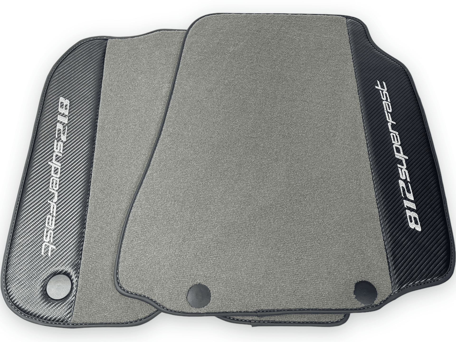 Gray Floor Mats For Ferrari 812 Superfast With Carbon Fiber Leather - AutoWin